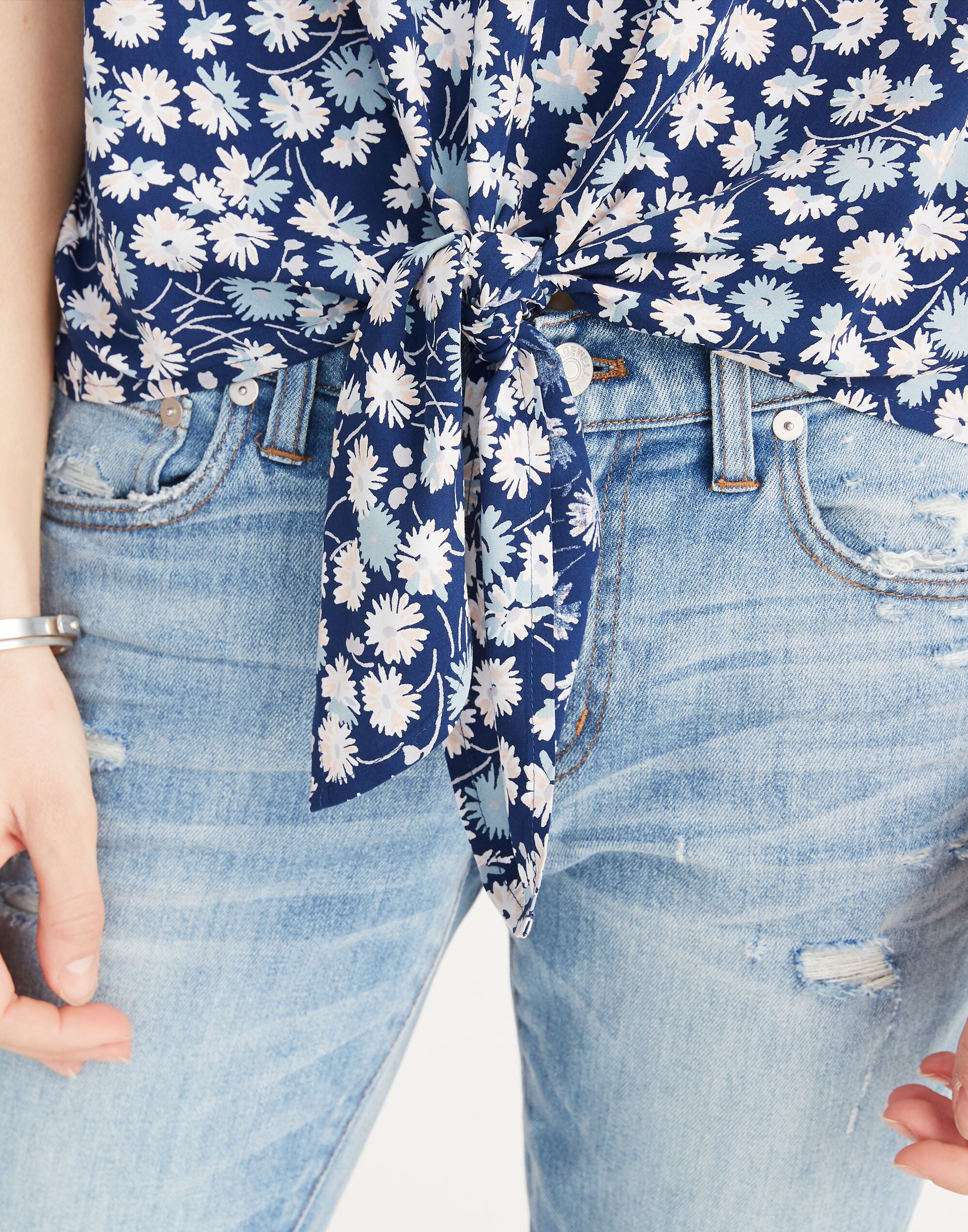 Novel Tie-Front Top in French Floral