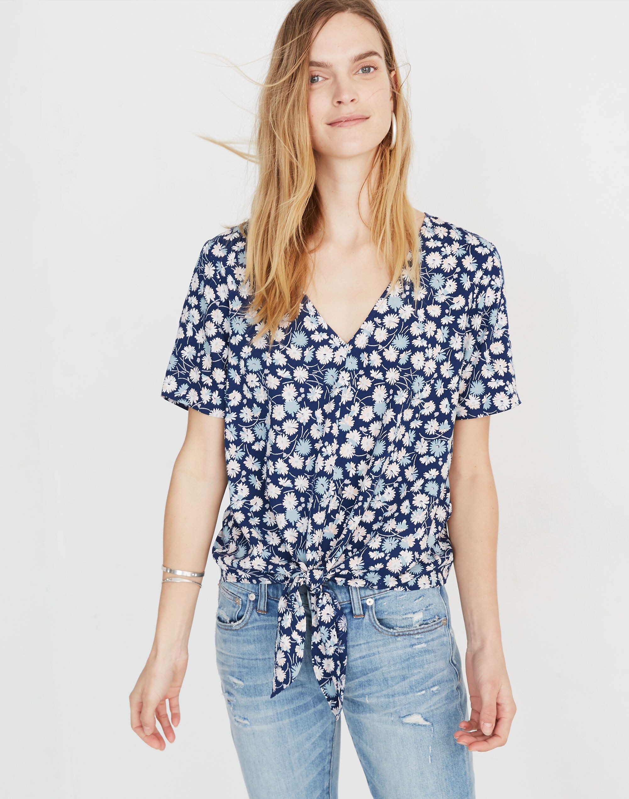 Novel Tie-Front Top in French Floral