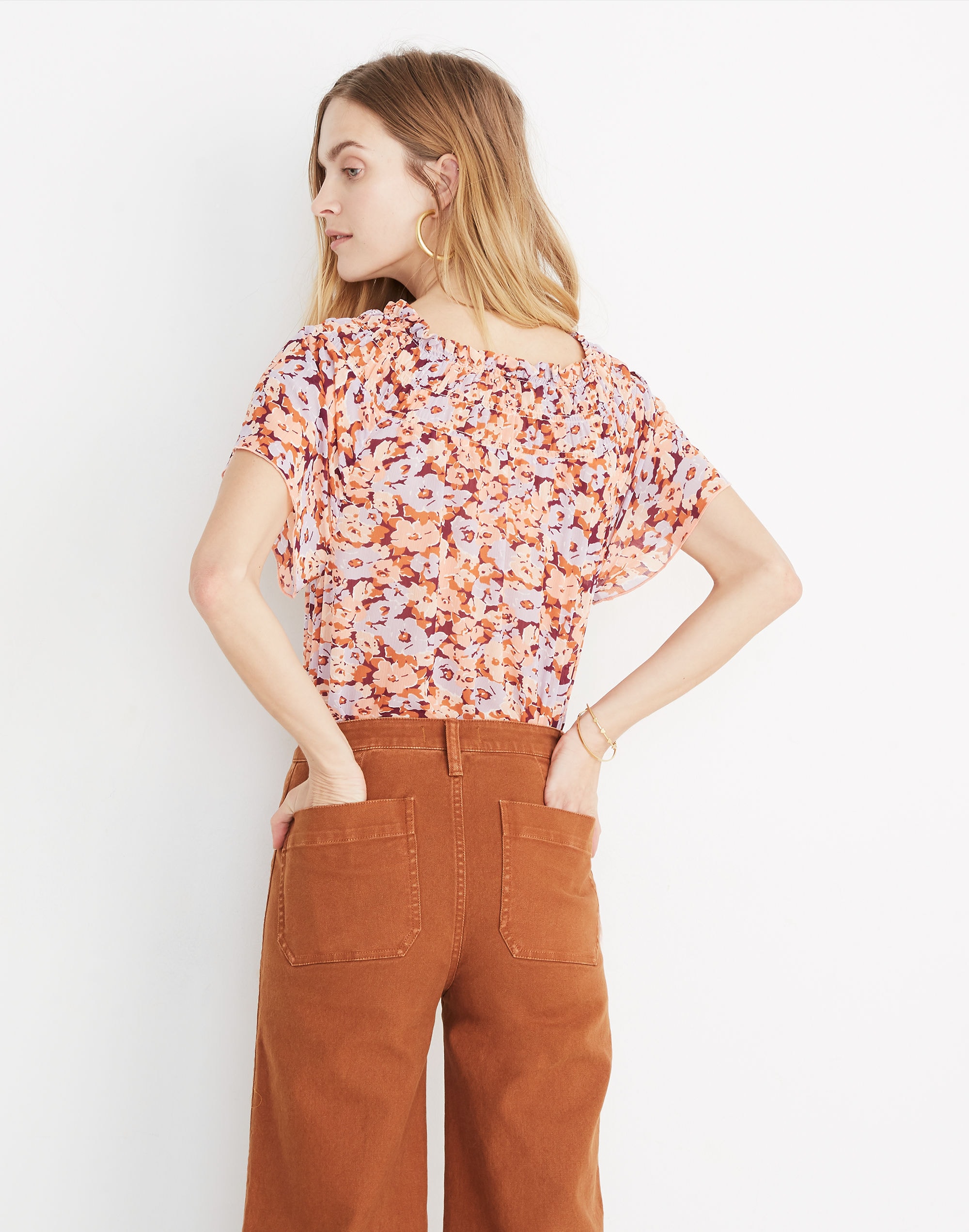 Smocked Mockneck Top in Floral Breeze