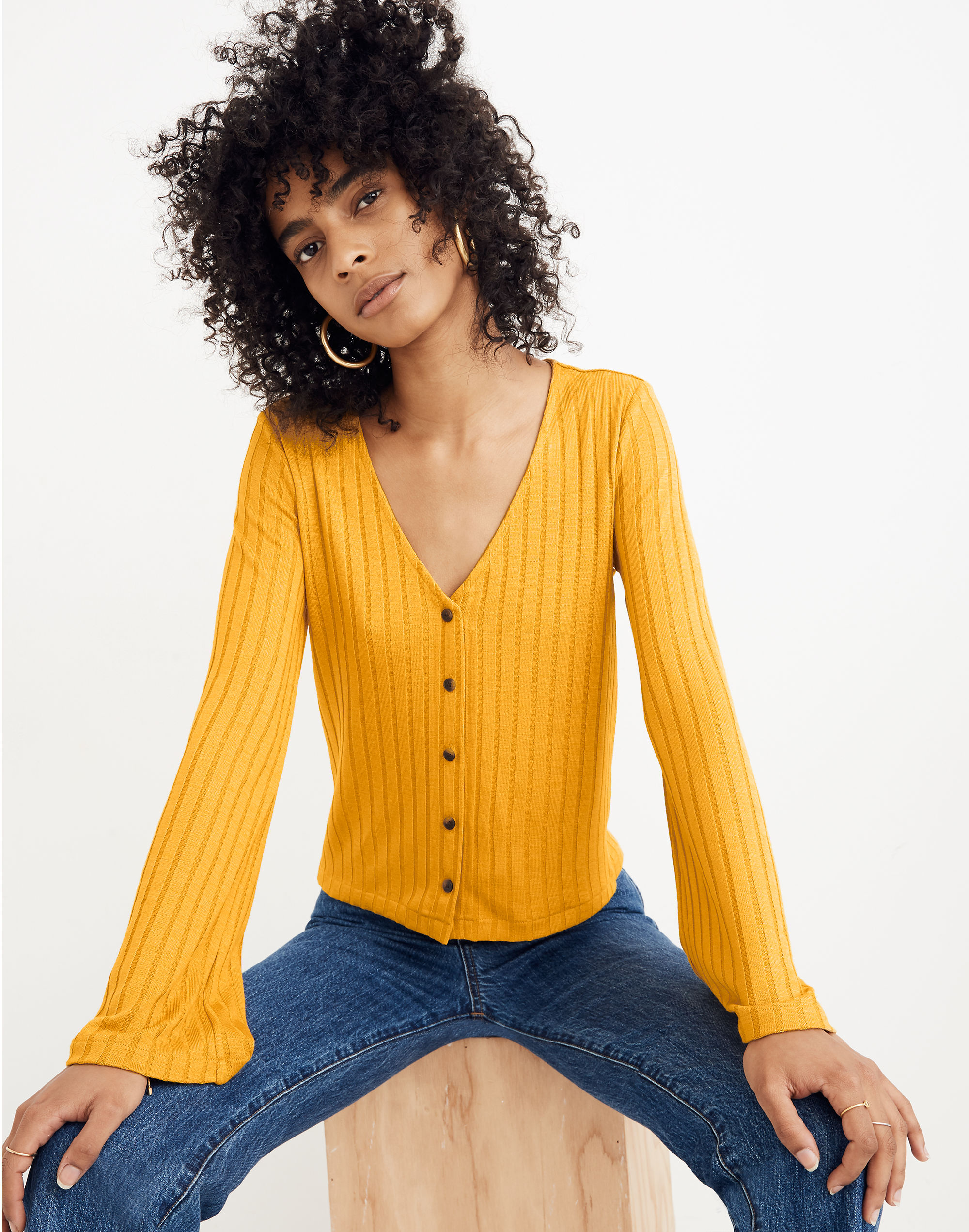 Bell-Sleeve Cardigan Top