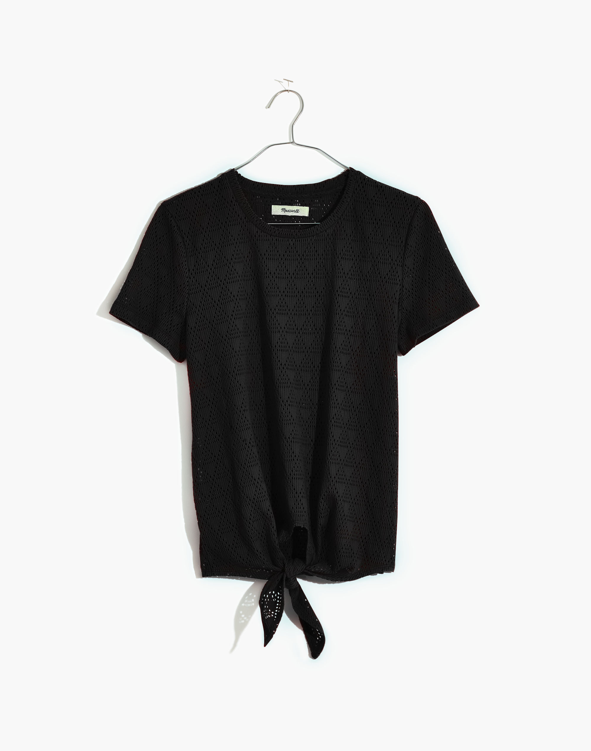 Modern Tie-Front Tee in Geo-Eyelet