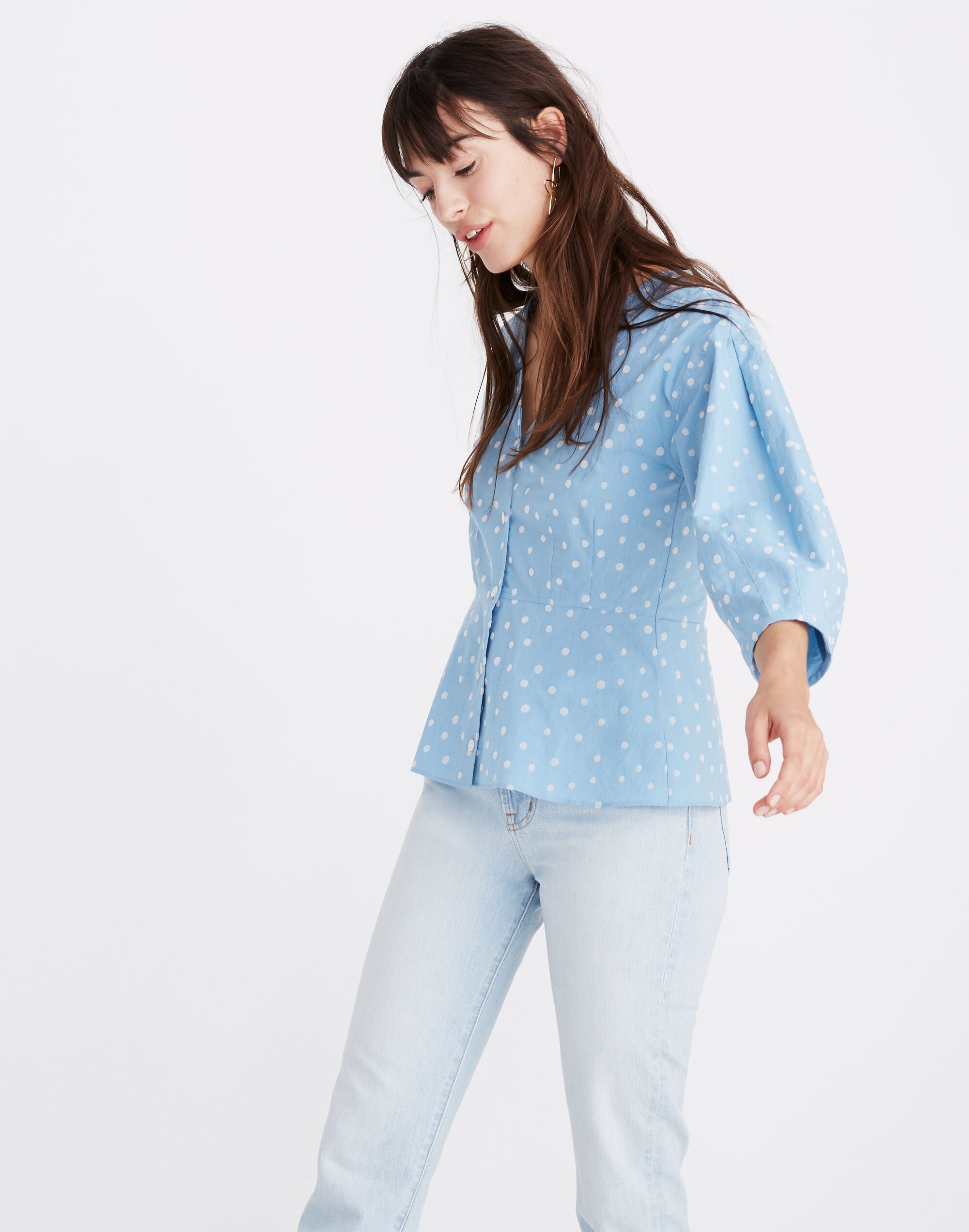 Florentine Peplum Top in Inkspot Dots