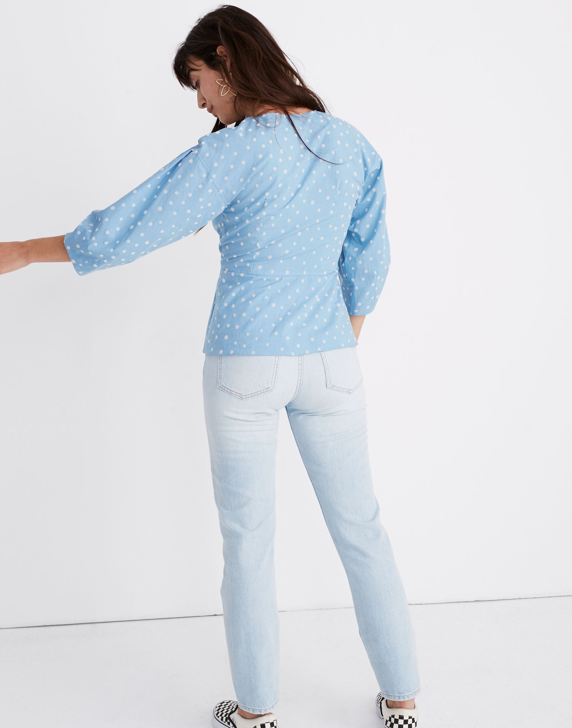 Florentine Peplum Top in Inkspot Dots