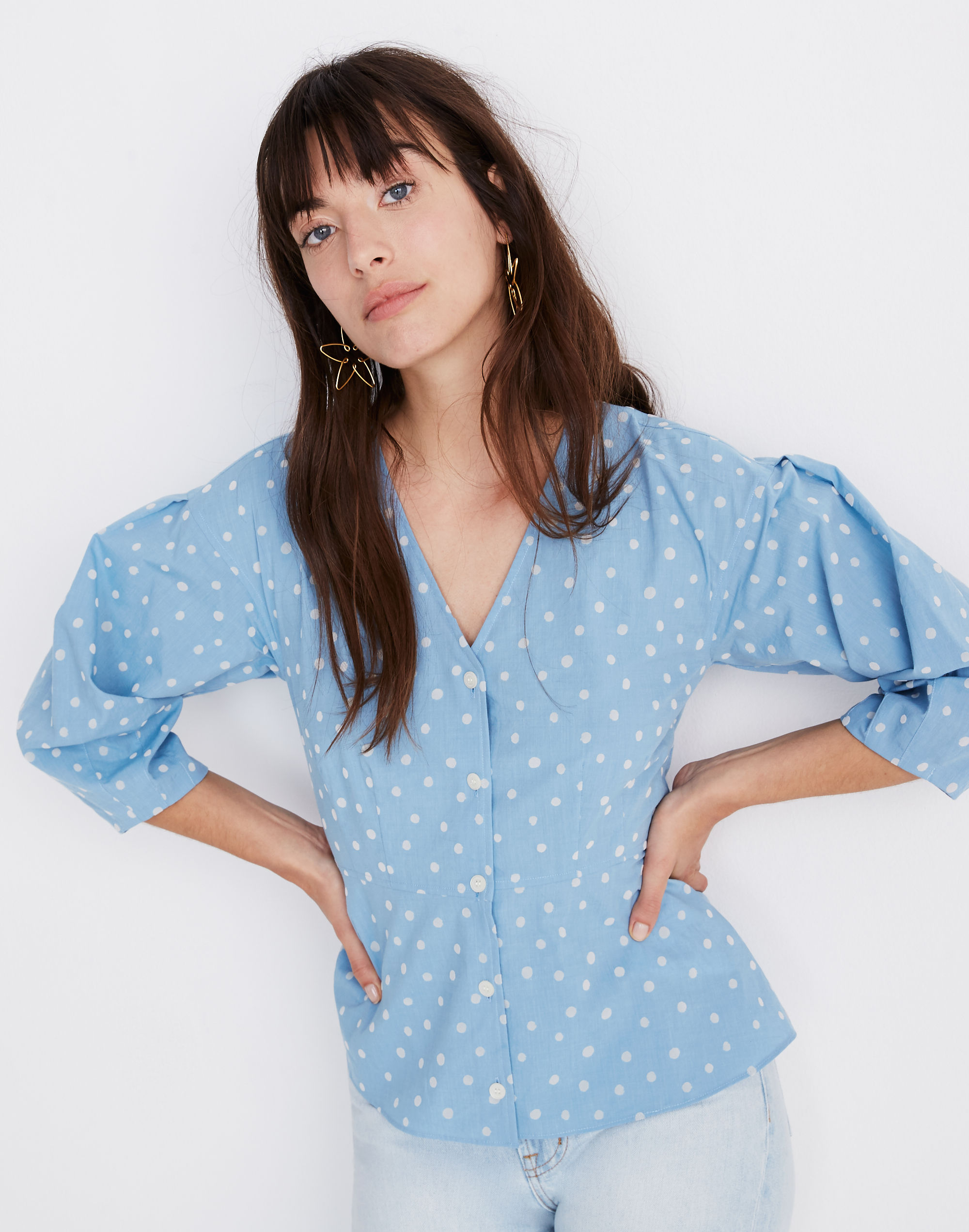 Florentine Peplum Top in Inkspot Dots