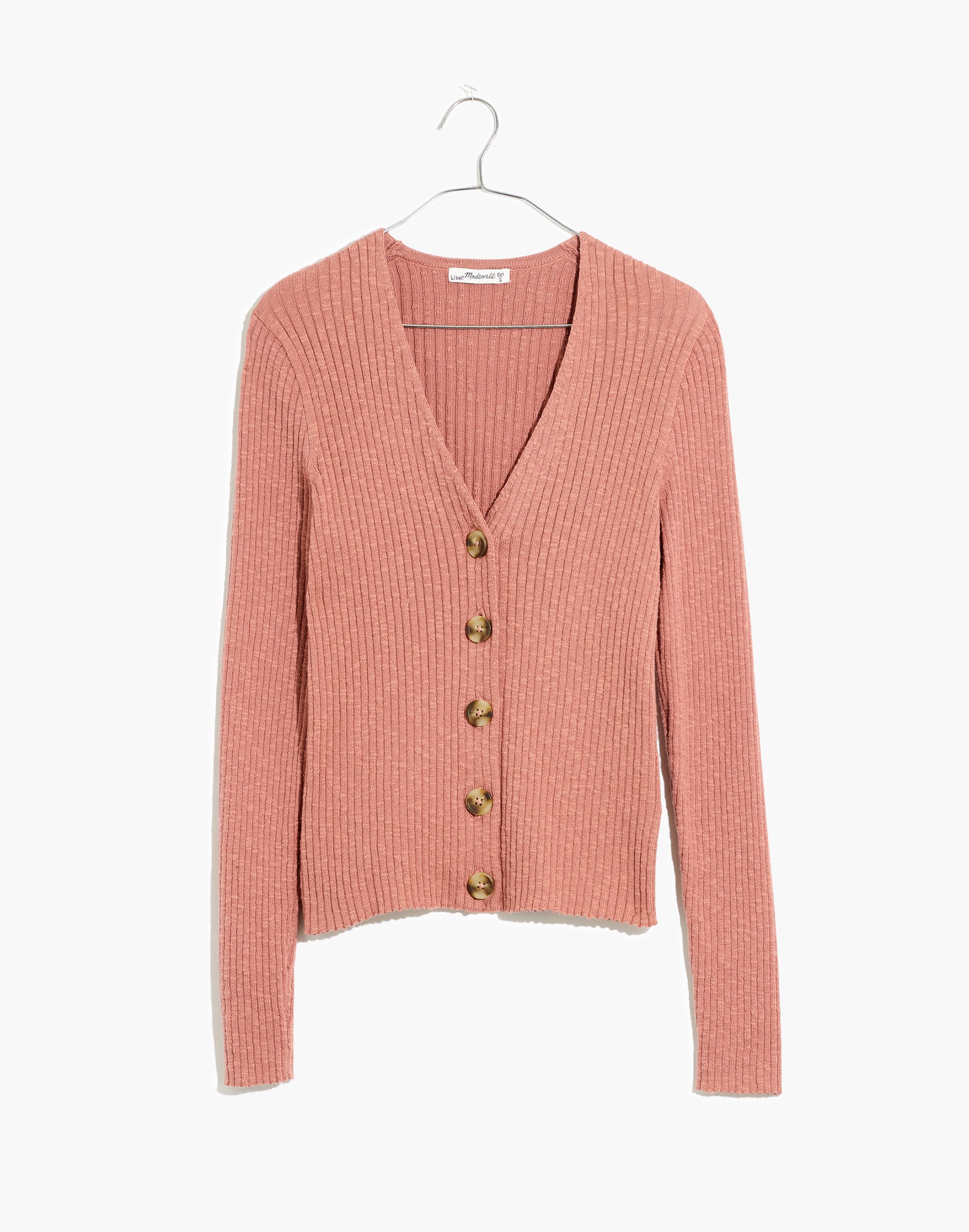 Shrunken Ribbed Cardigan Sweater