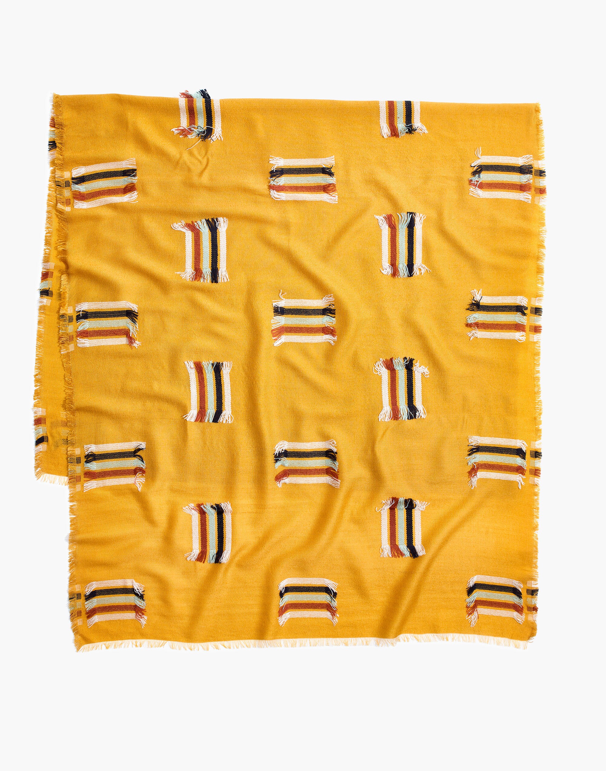 Rainbow Fringe-Stripe Jacquard Scarf