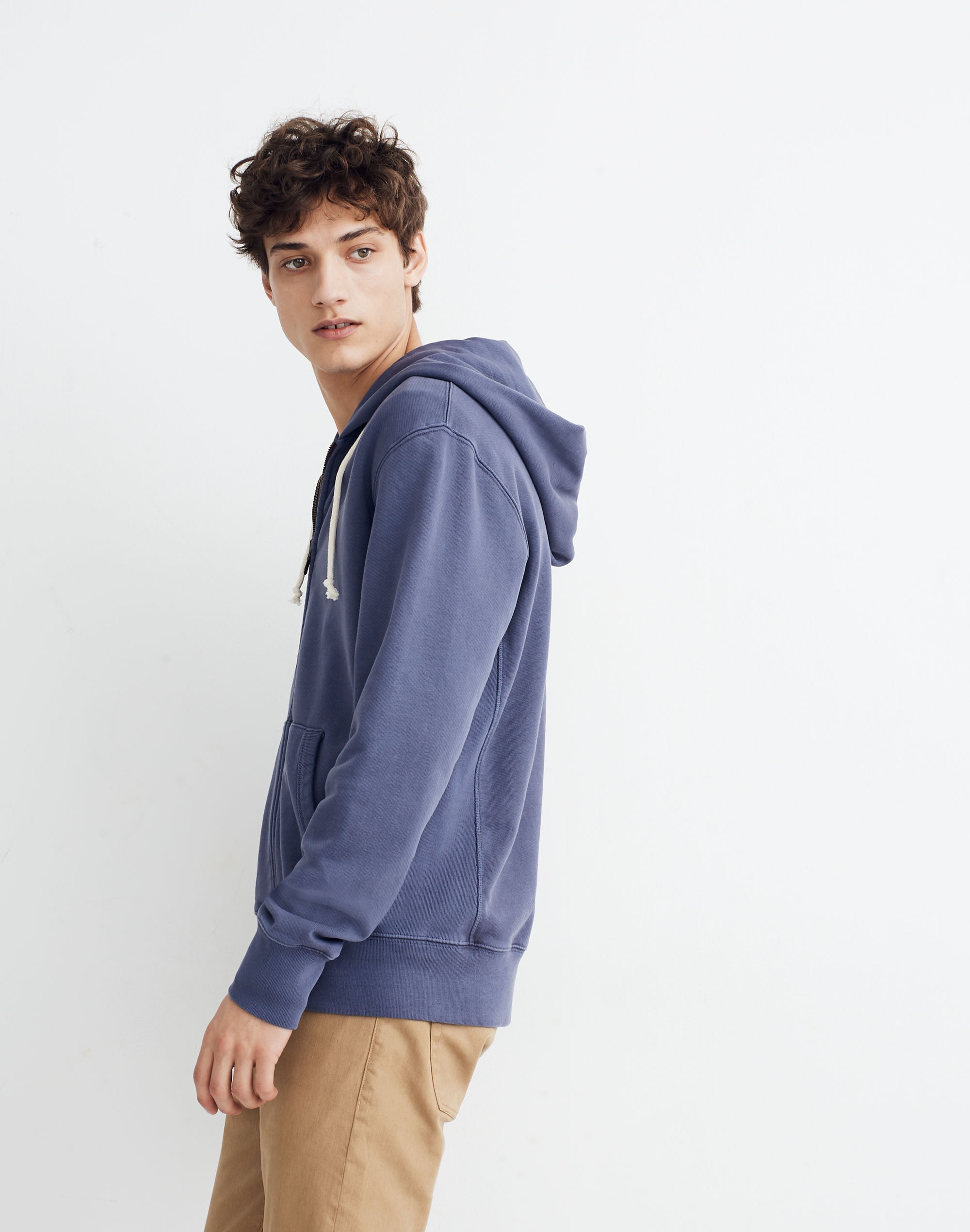 Garment-Dyed Zip-Front Hoodie Sweatshirt