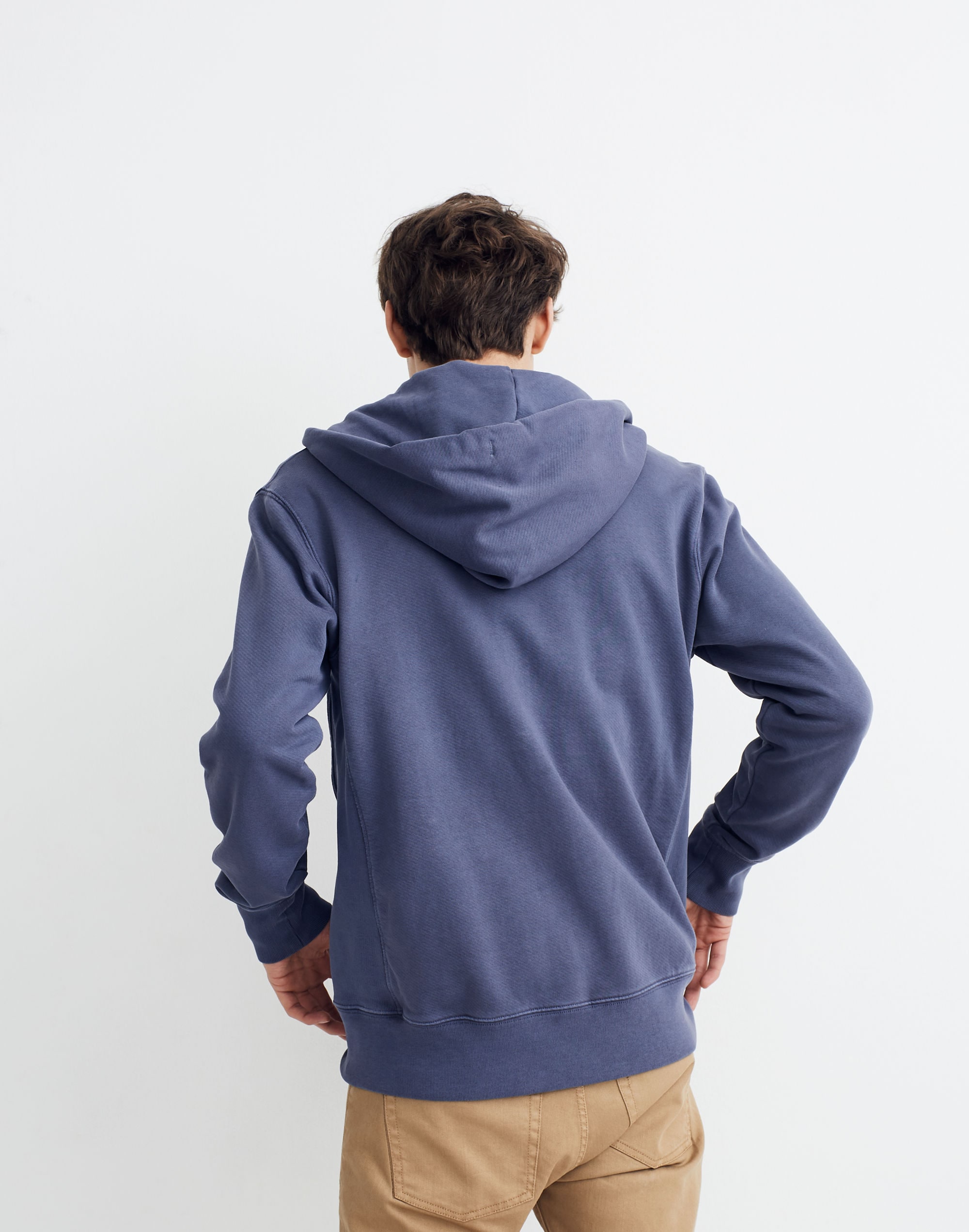 Garment-Dyed Zip-Front Hoodie Sweatshirt