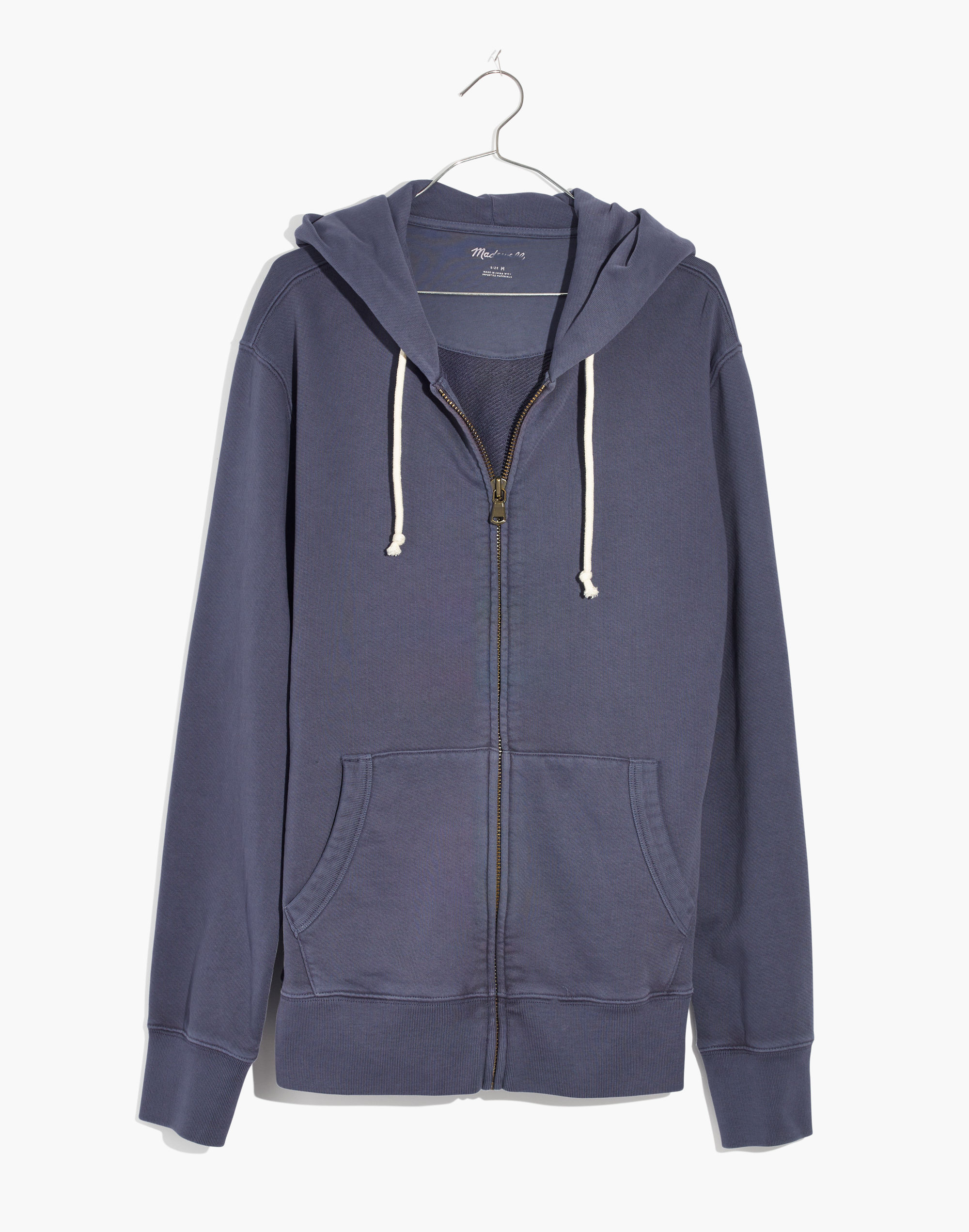 Garment-Dyed Zip-Front Hoodie Sweatshirt