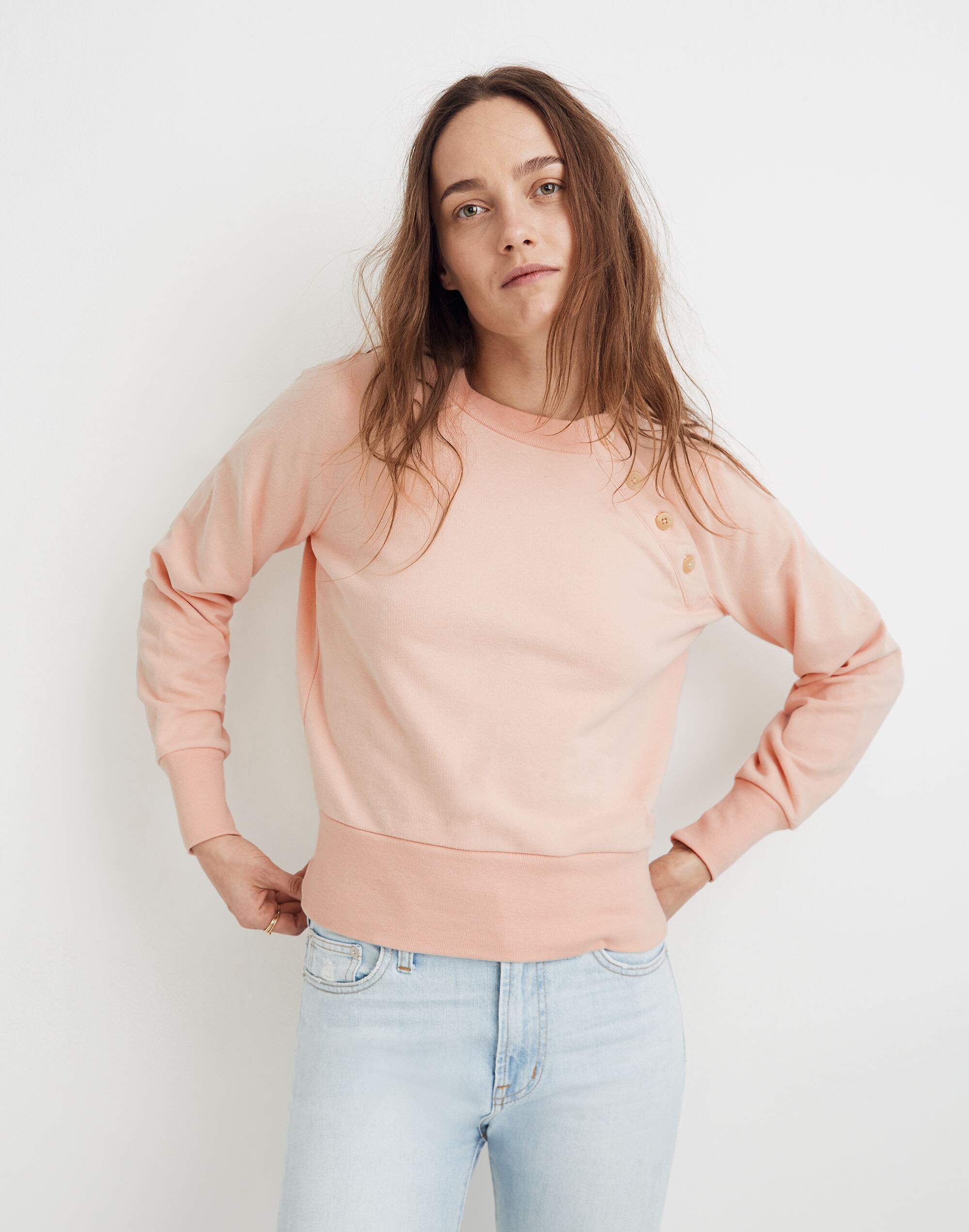 Button-Detail Sweatshirt
