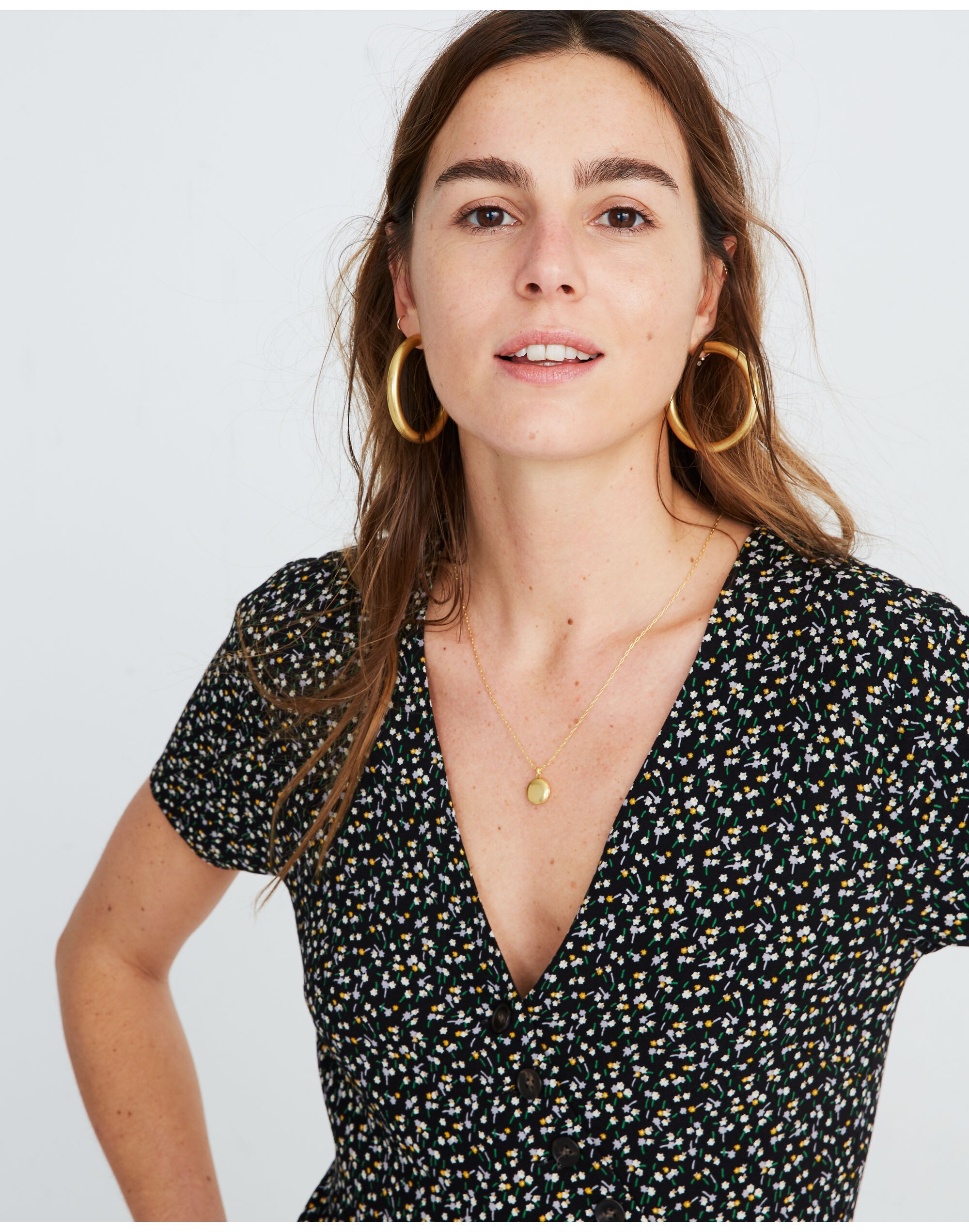 Button-Wrap Dress in Playground Posies