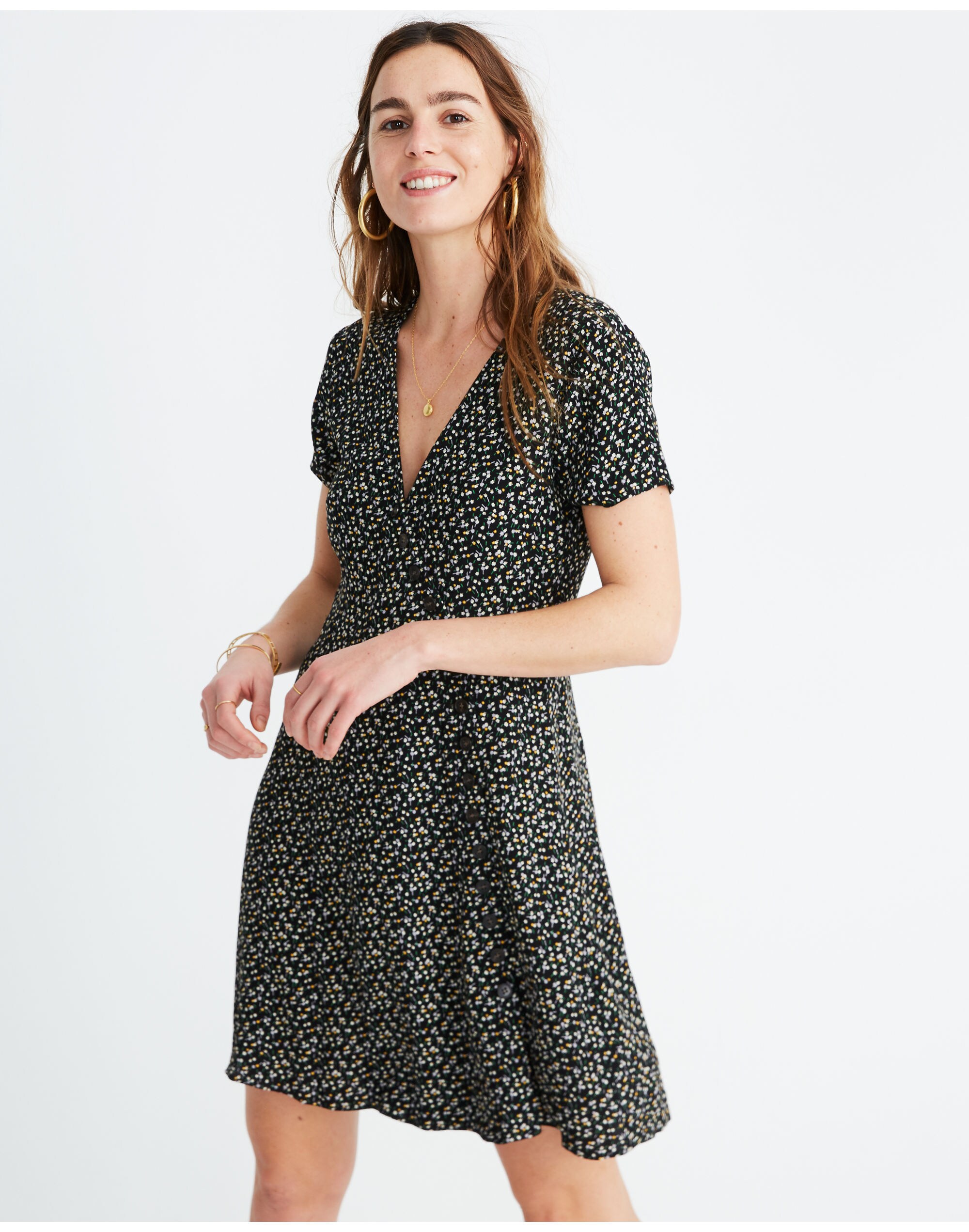 Button-Wrap Dress in Playground Posies