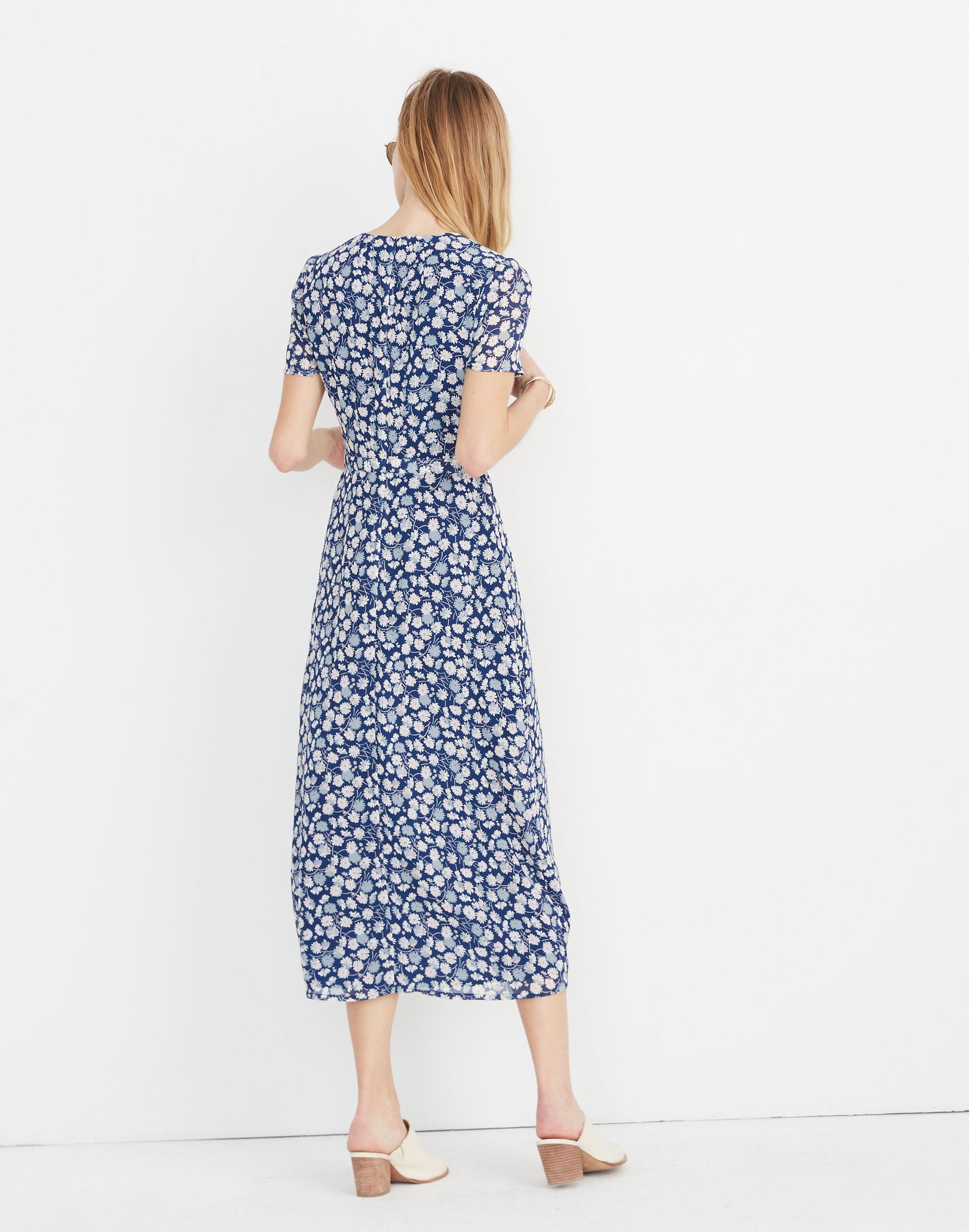 Wrap-Front Midi Dress in French Floral