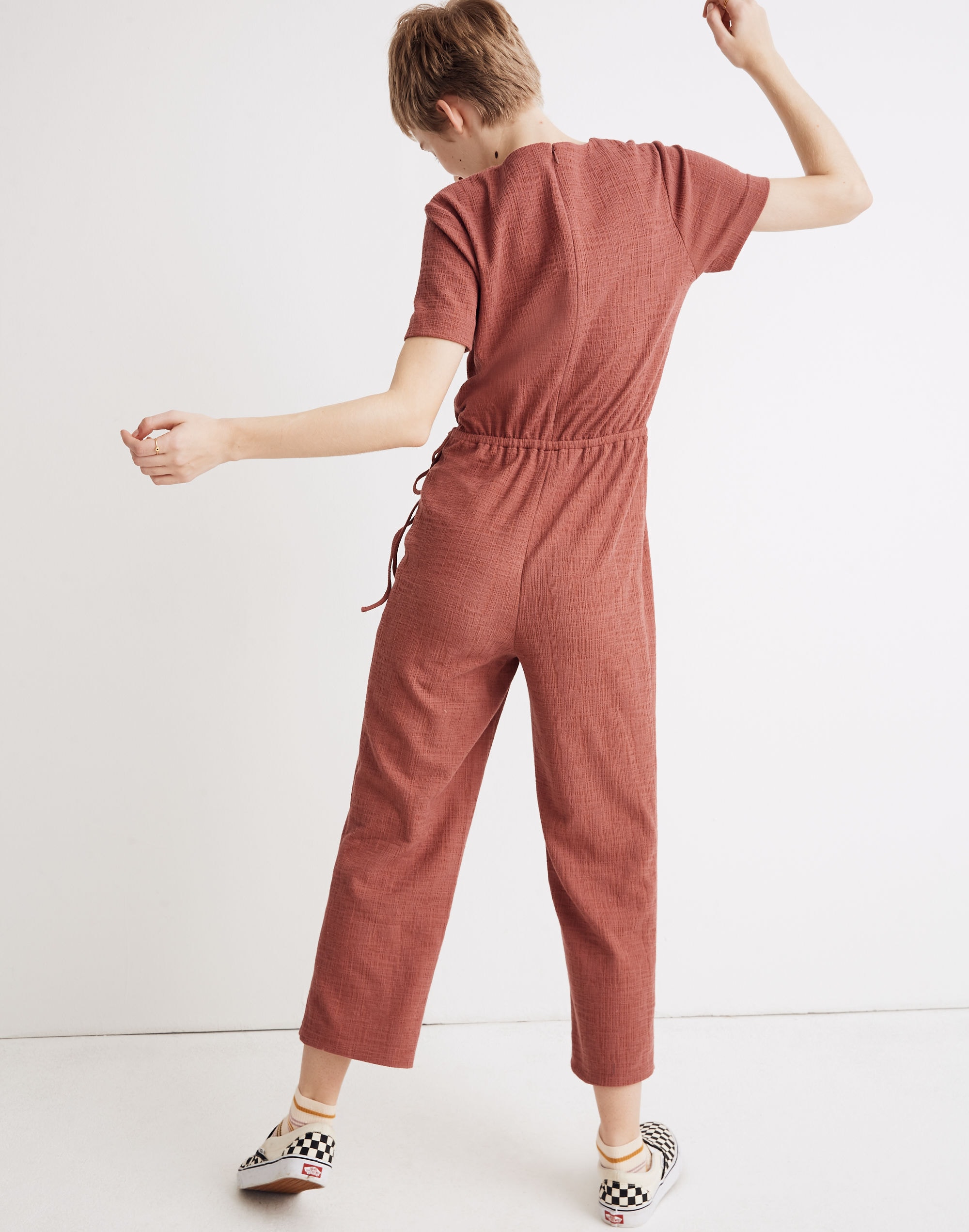 Texture &amp; Thread Short-Sleeve Wrap Jumpsuit