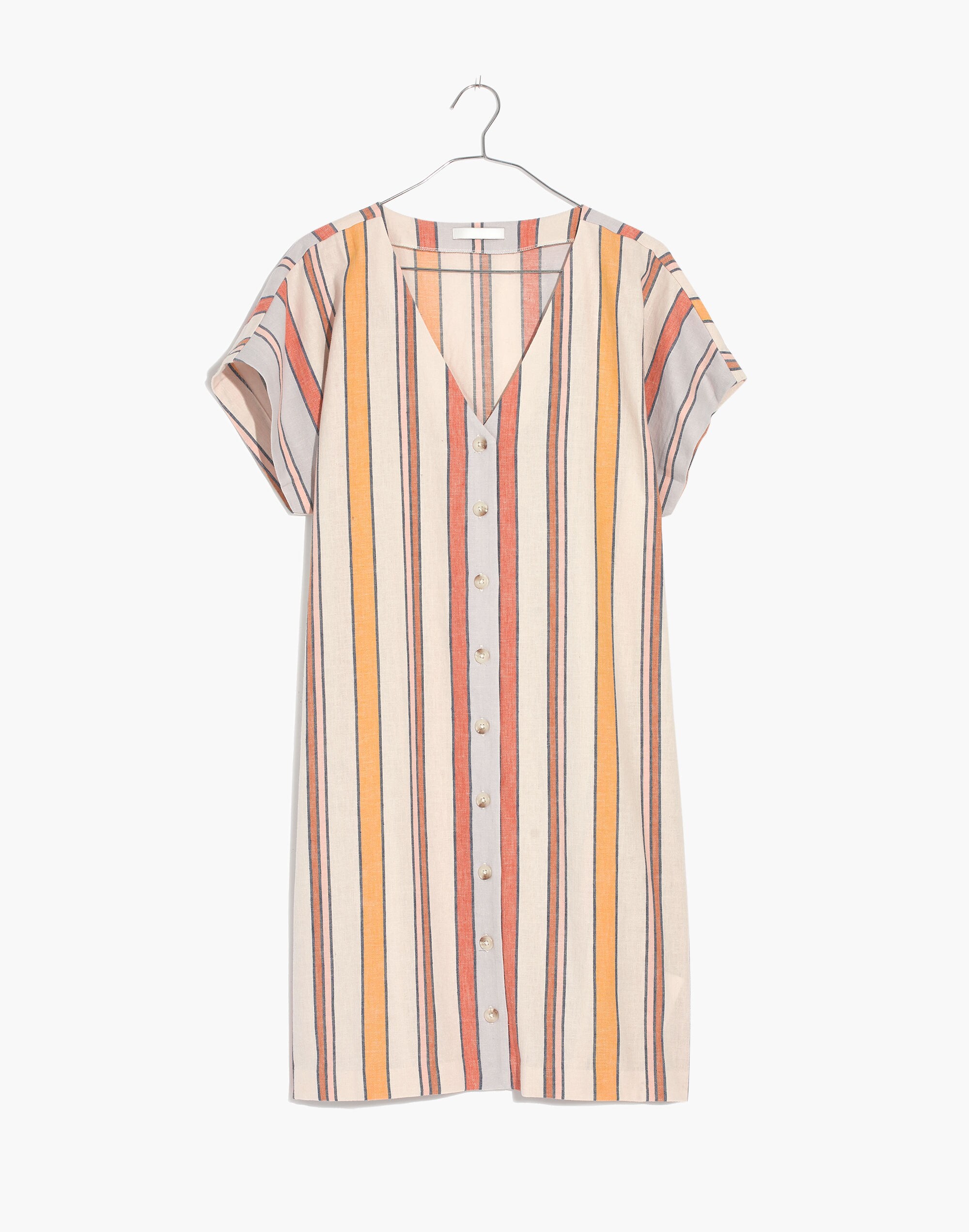 Button-Front Easy Dress in Towel Stripe