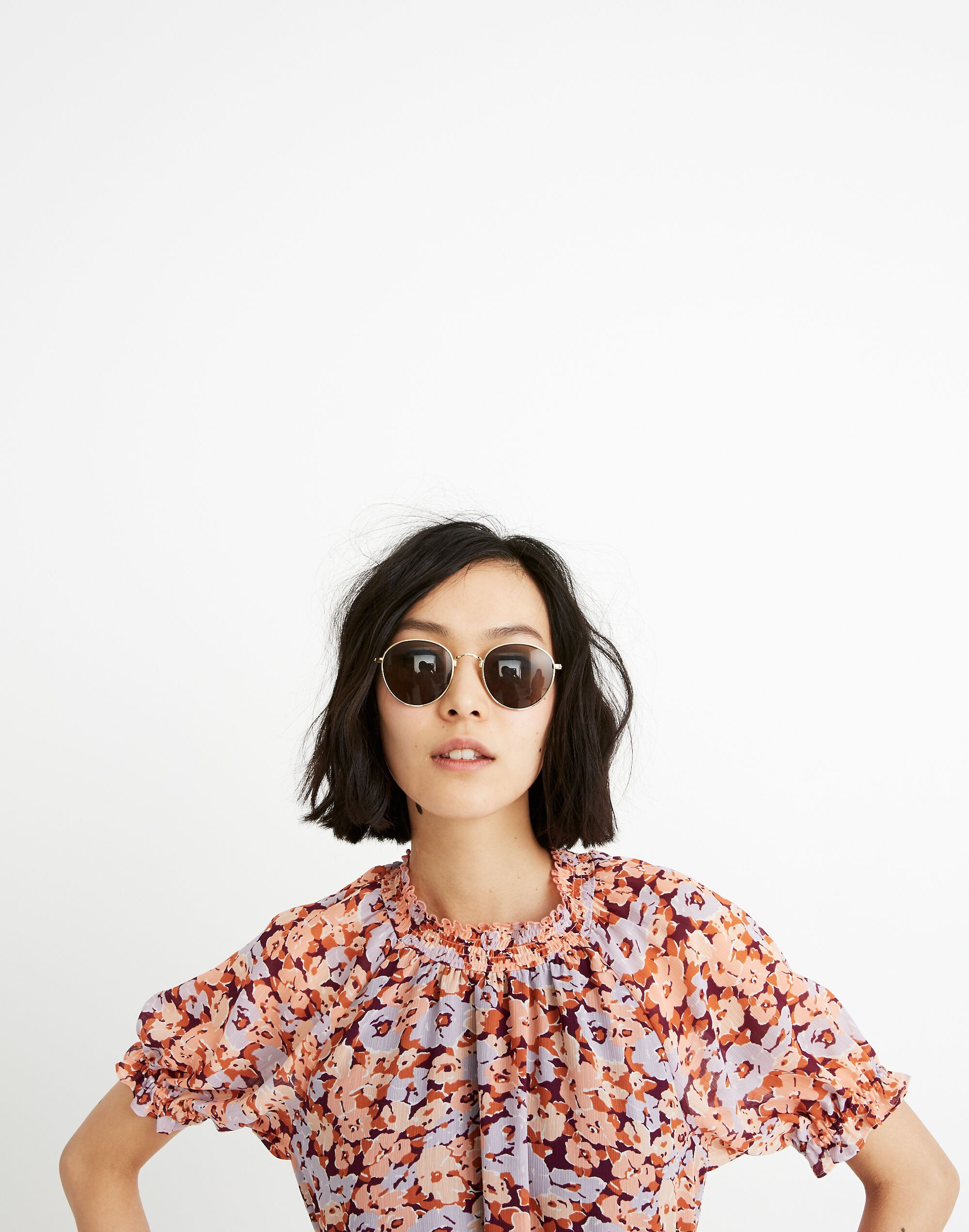 Smocked Mockneck Dress in Floral Breeze