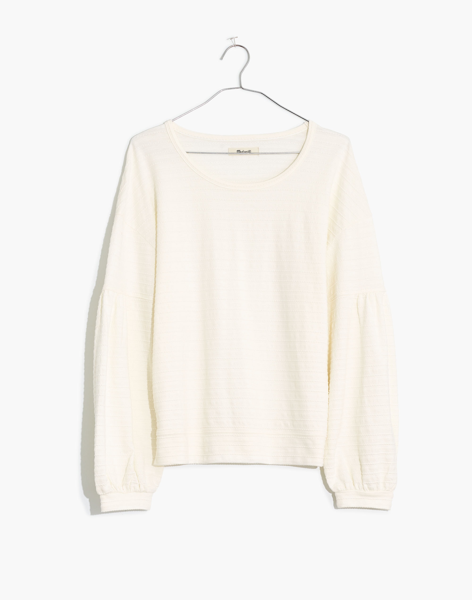 Texture &amp; Thread Bubble-Sleeve Top