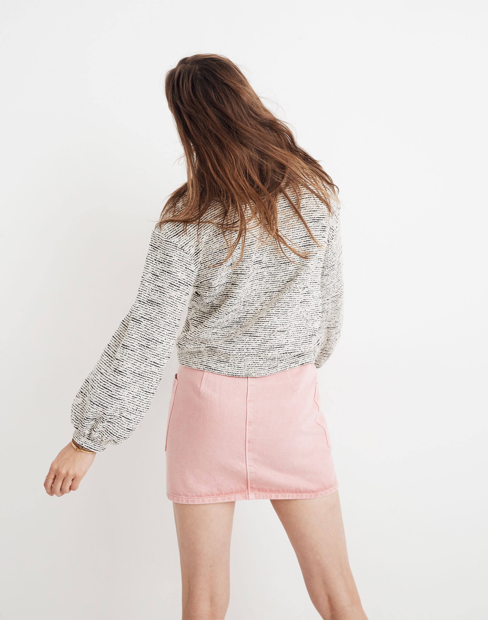 Texture &amp; Thread Bubble-Sleeve Top