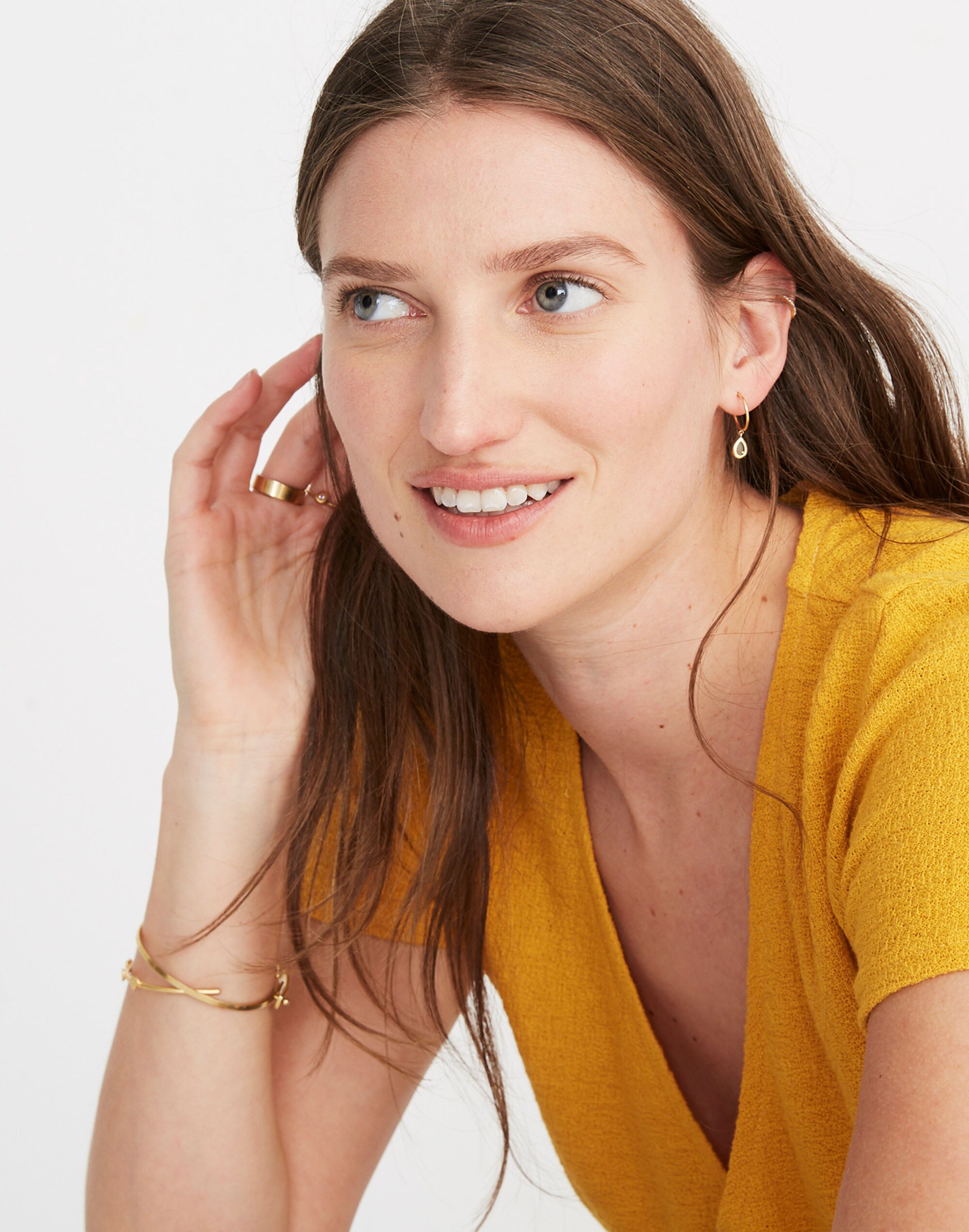 Teardrop Charm Mini Hoop Earrings