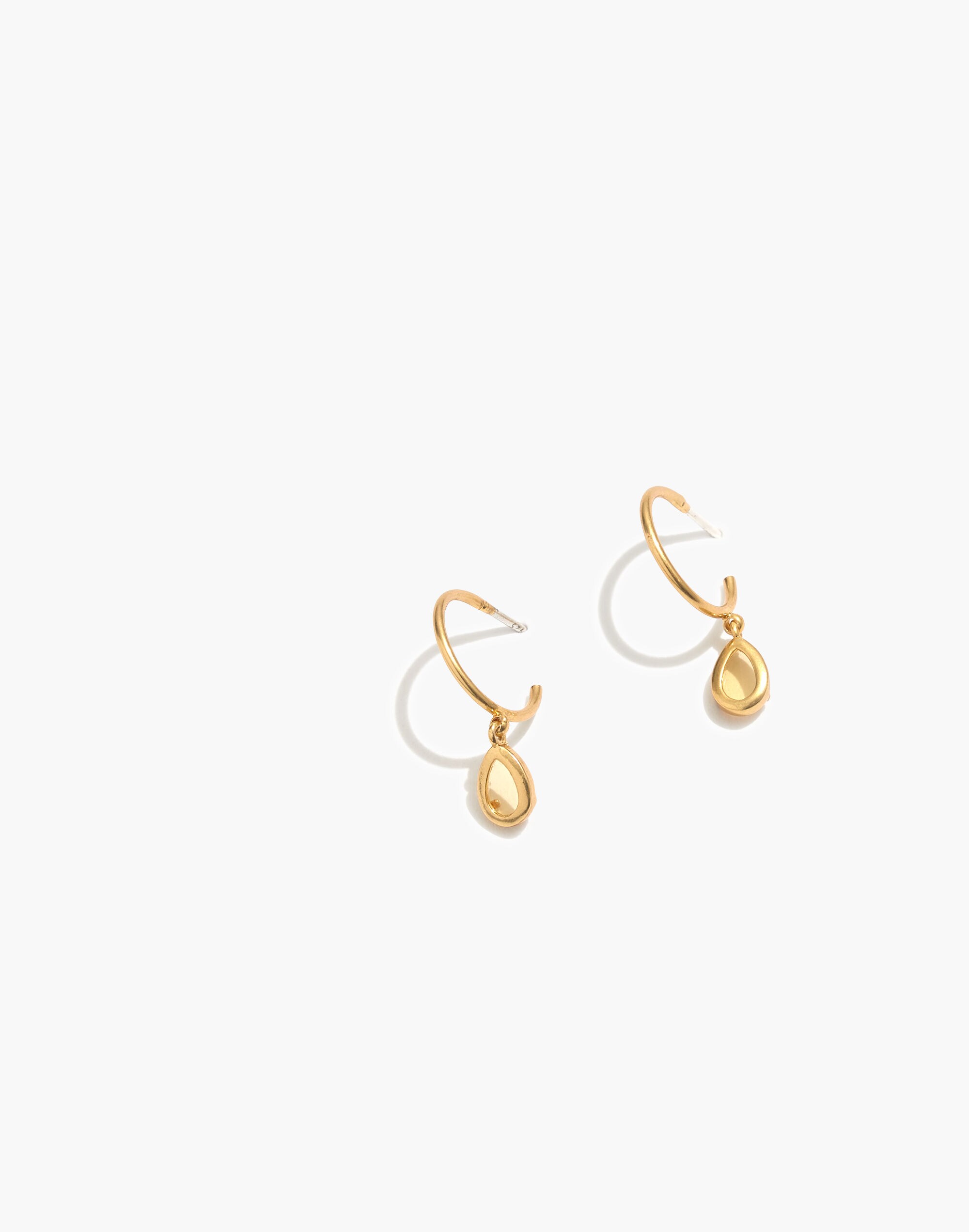 Teardrop Charm Mini Hoop Earrings
