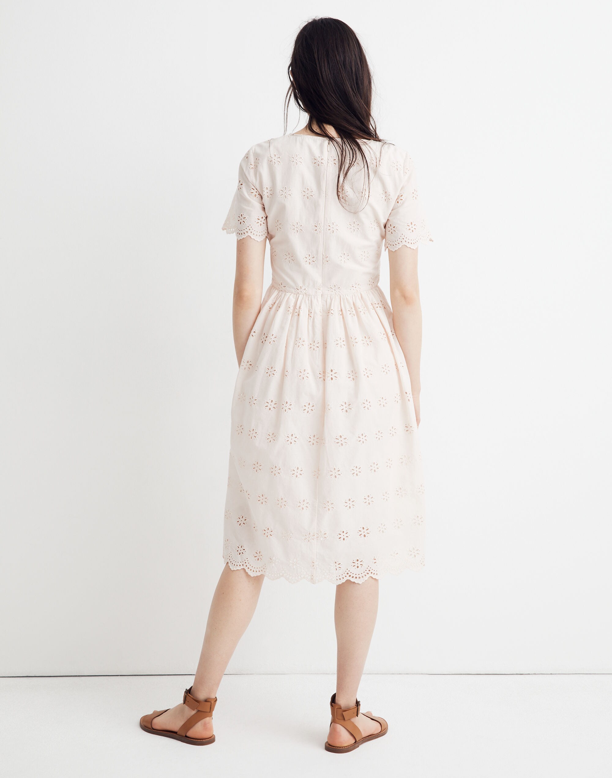 Scalloped Eyelet Midi Dress