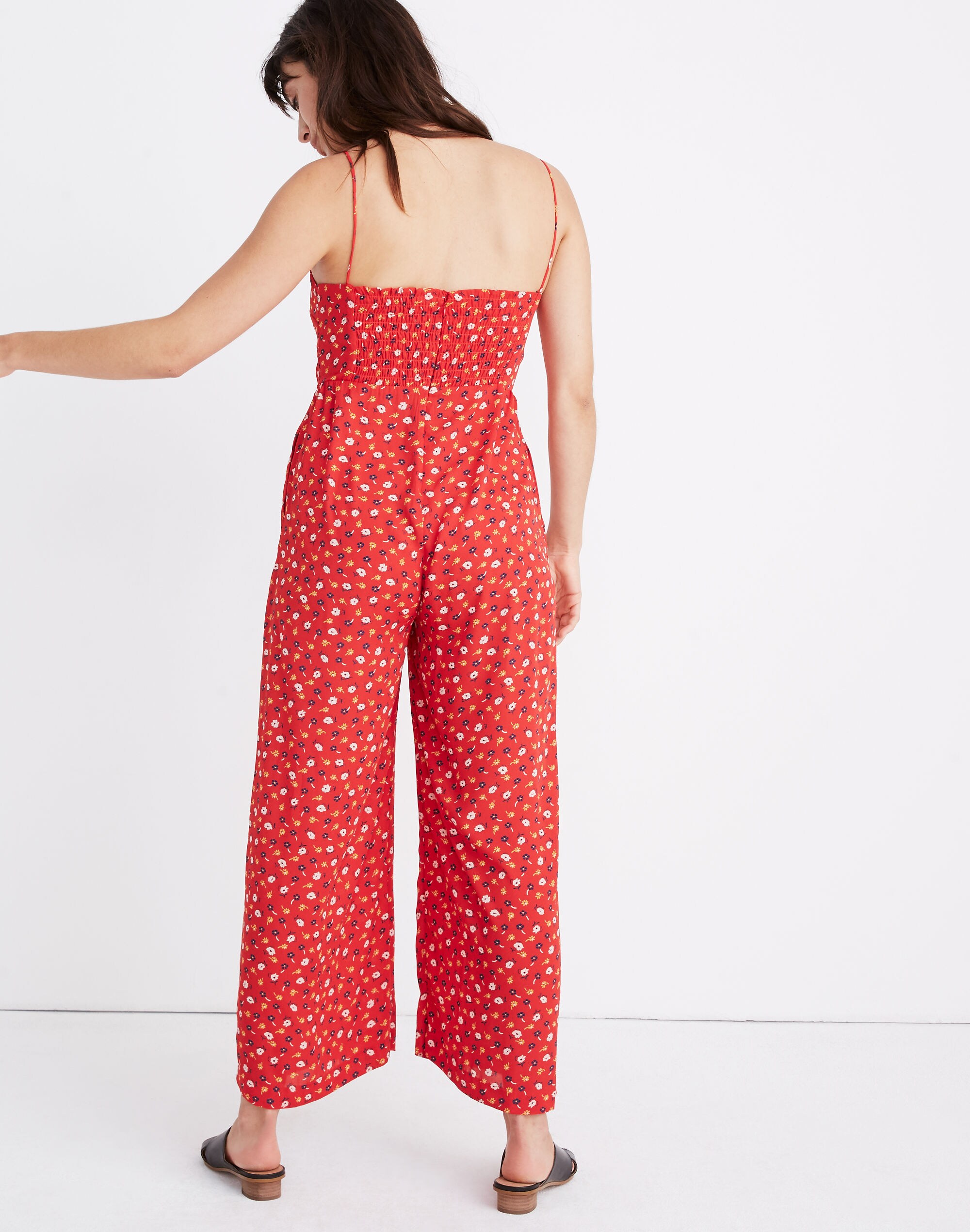 Ruched Wide-Leg Jumpsuit in Prairie Posies