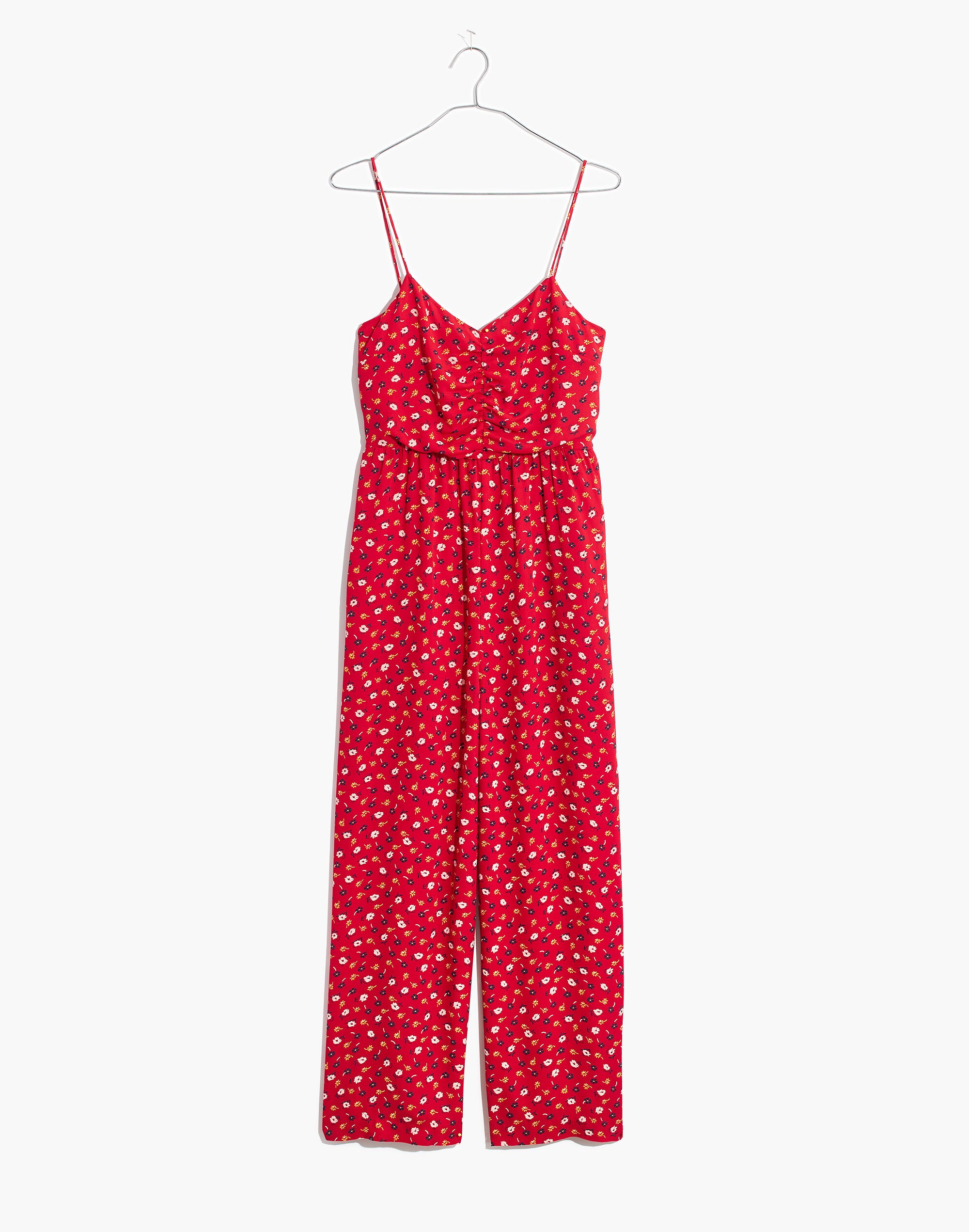 Ruched Wide-Leg Jumpsuit in Prairie Posies