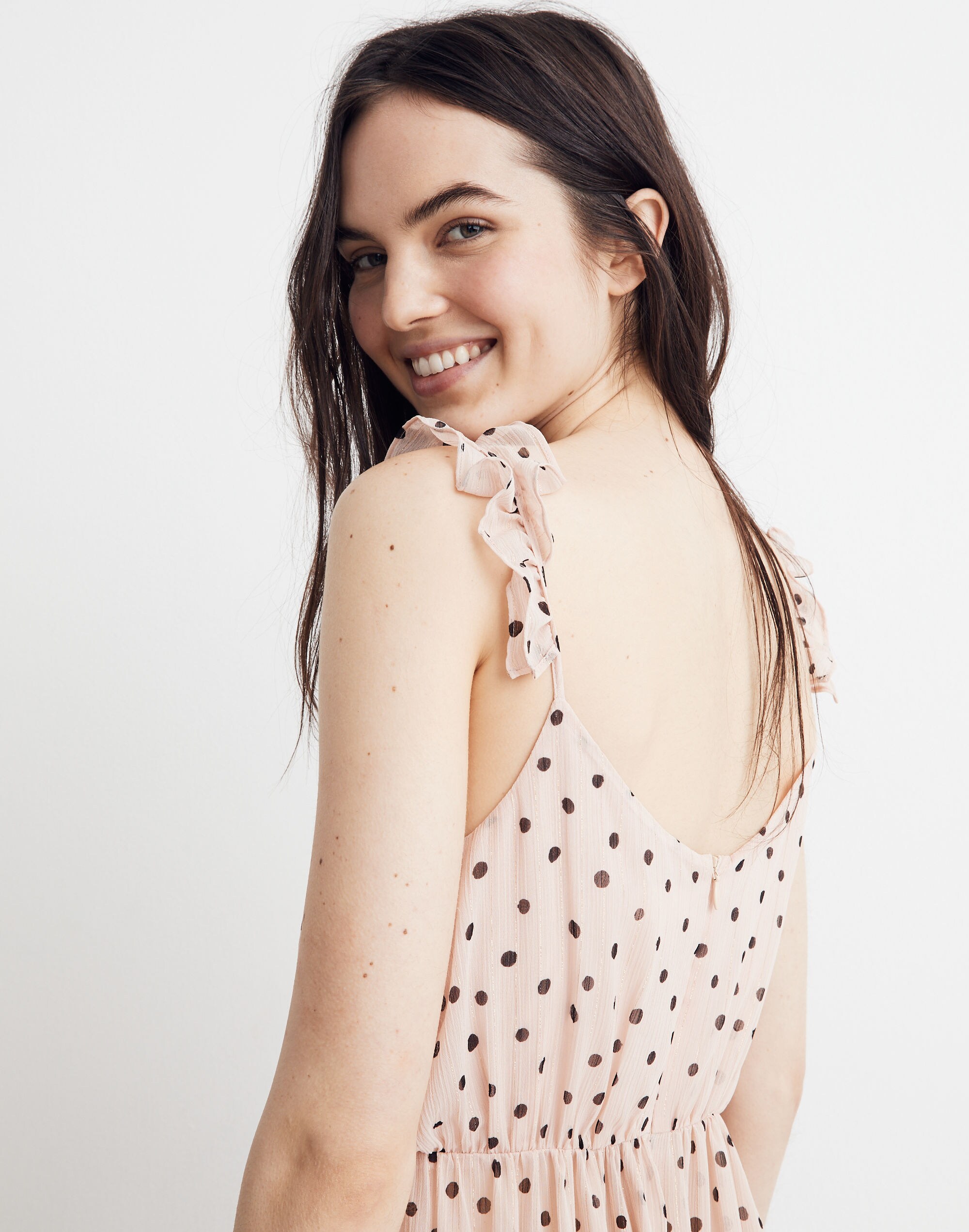 Ruffle-Strap Wrap Dress in Inkspot Dots