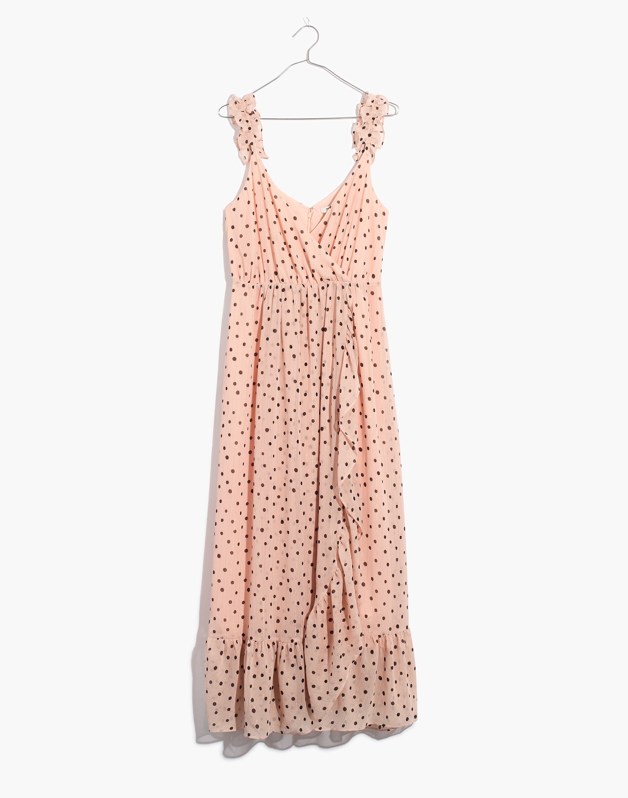 Ruffle-Strap Wrap Dress in Inkspot Dots