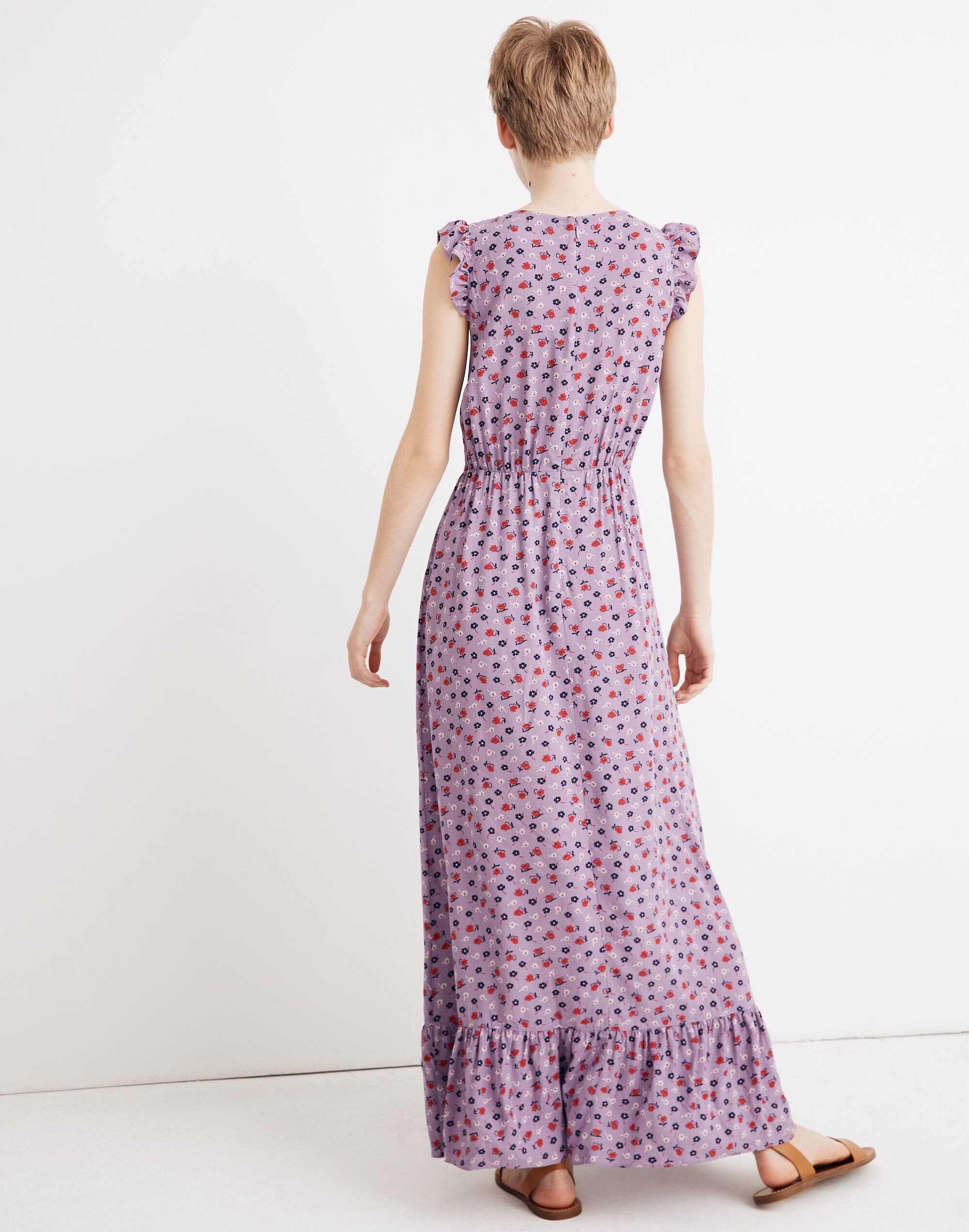 Ruffle-Edged Wrap Maxi Dress in Prairie Posies