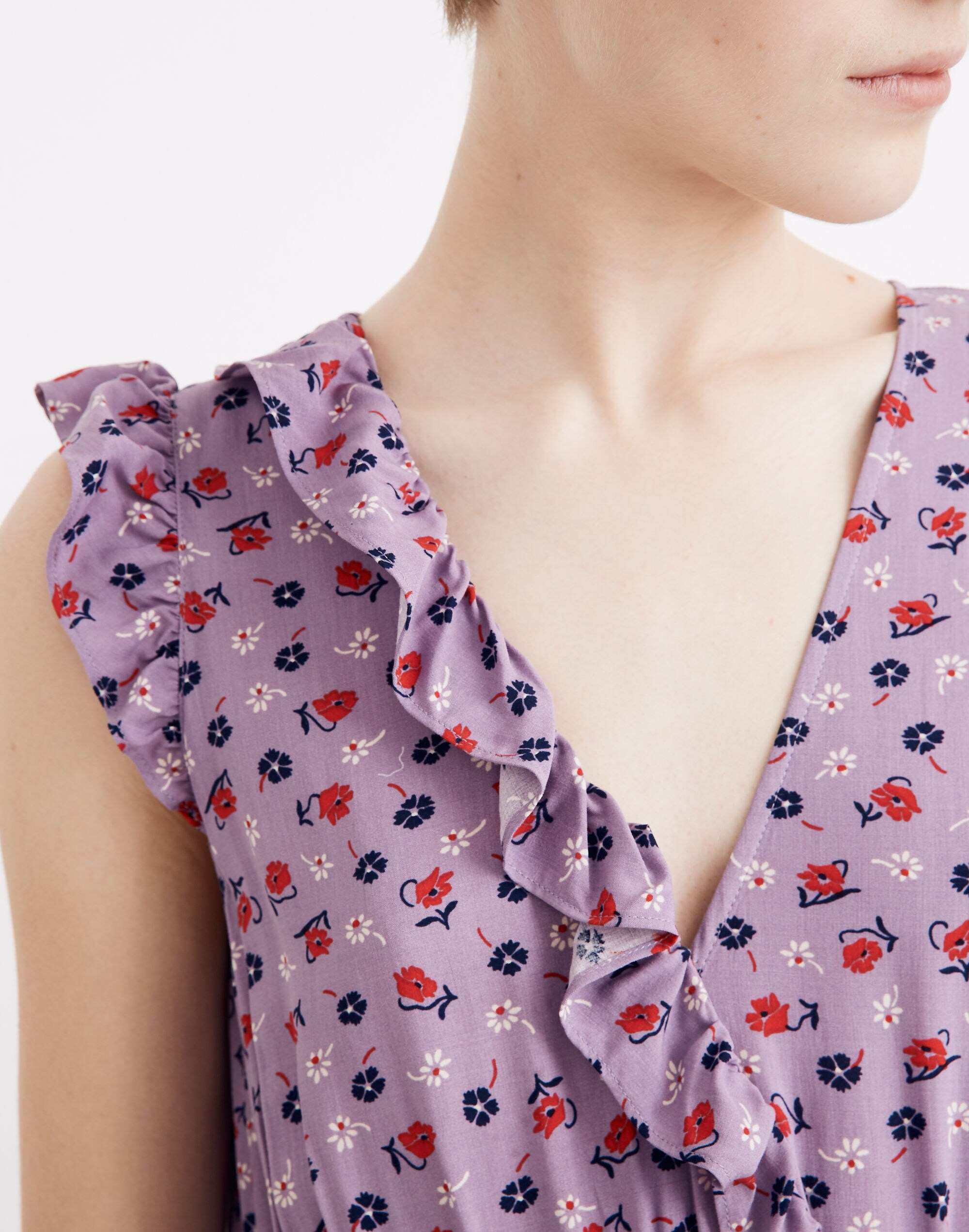 Ruffle-Edged Wrap Maxi Dress in Prairie Posies