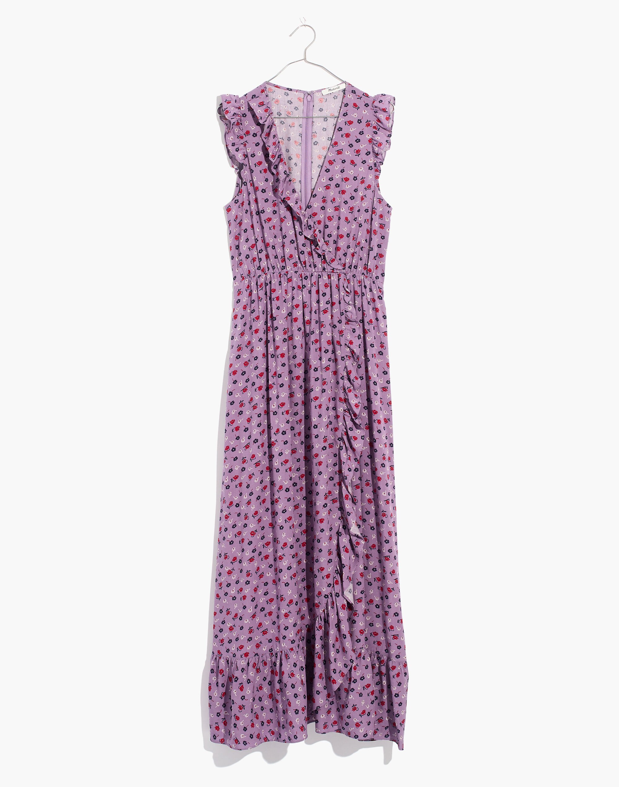Ruffle-Edged Wrap Maxi Dress in Prairie Posies