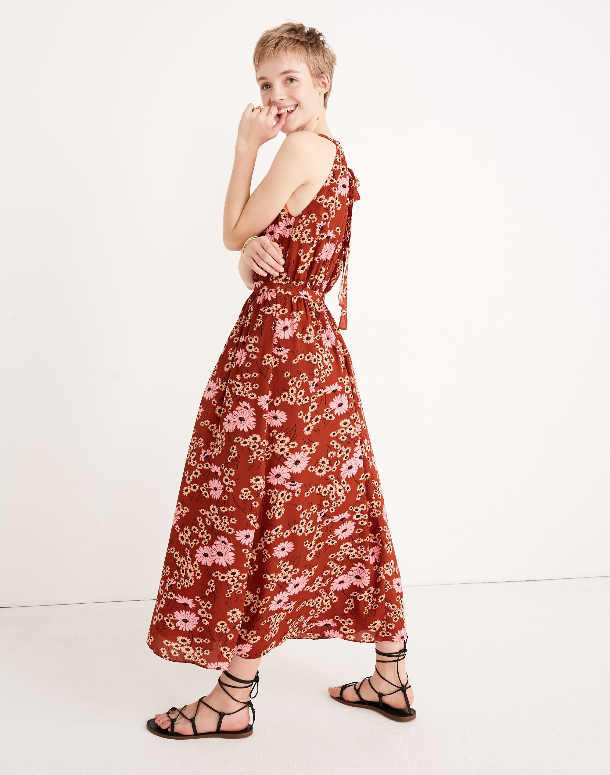 Halter Midi Dress in Hillside Daisies