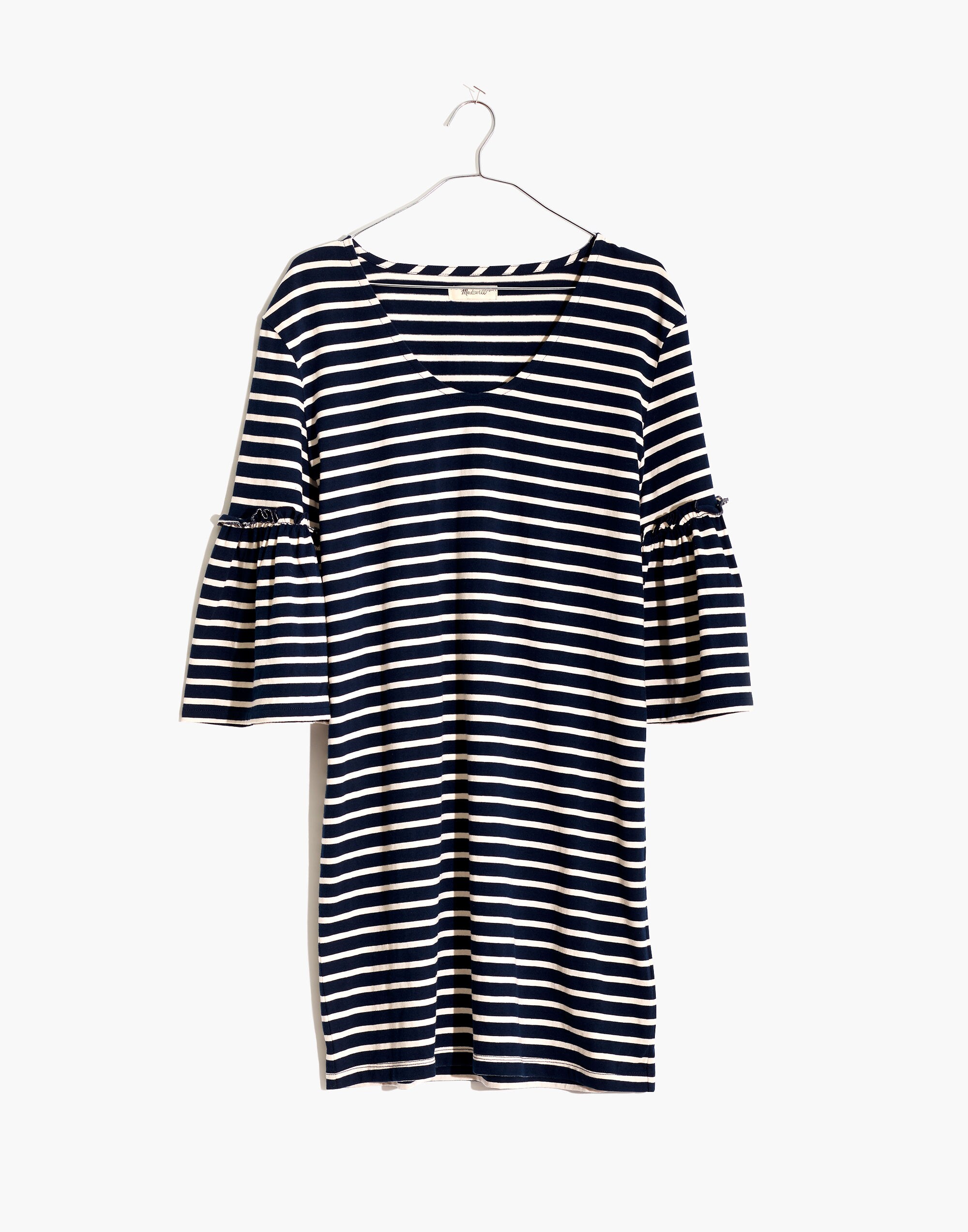 Striped Ruffle-Sleeve Dress