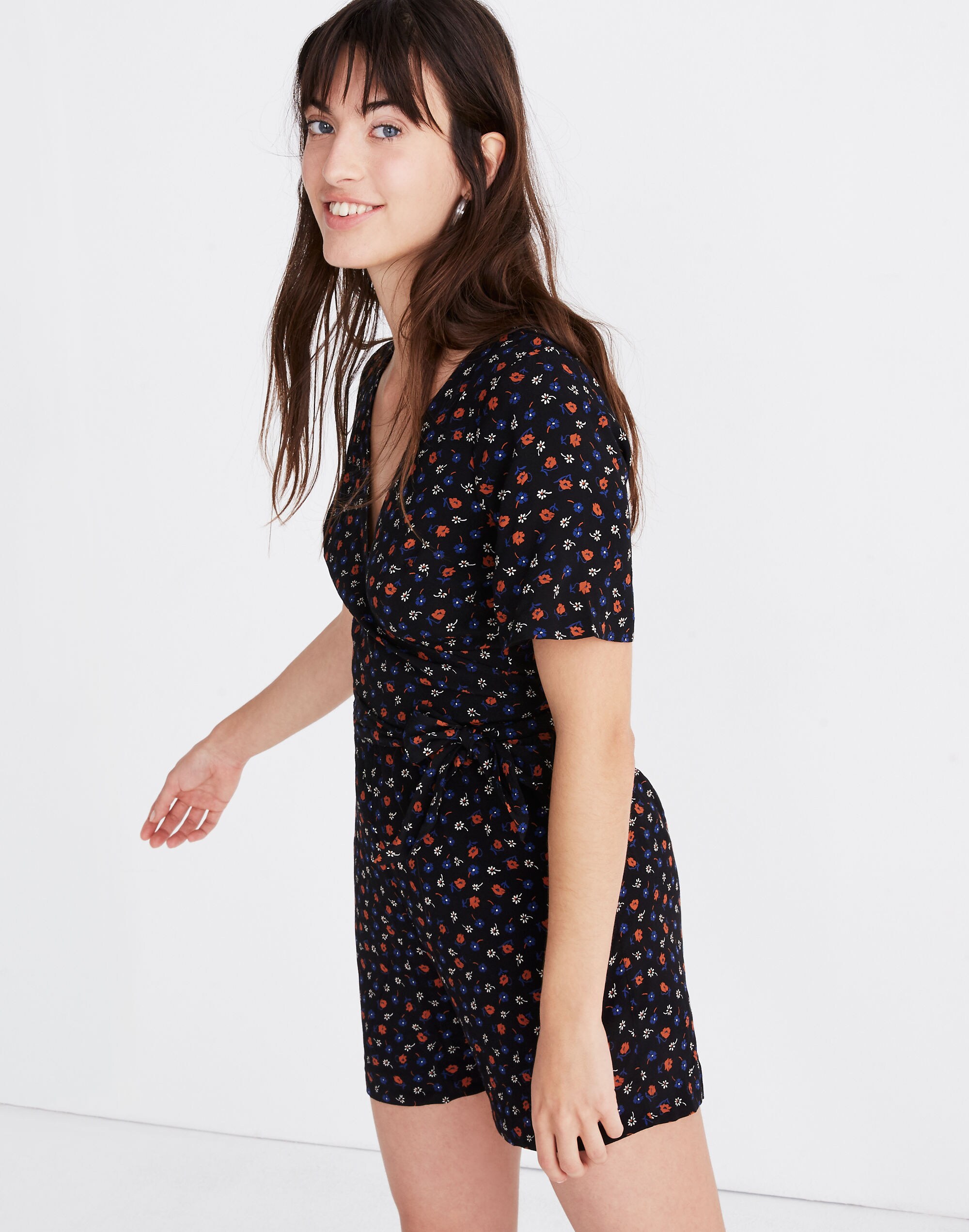 Wrap-Front Romper in Prairie Posies