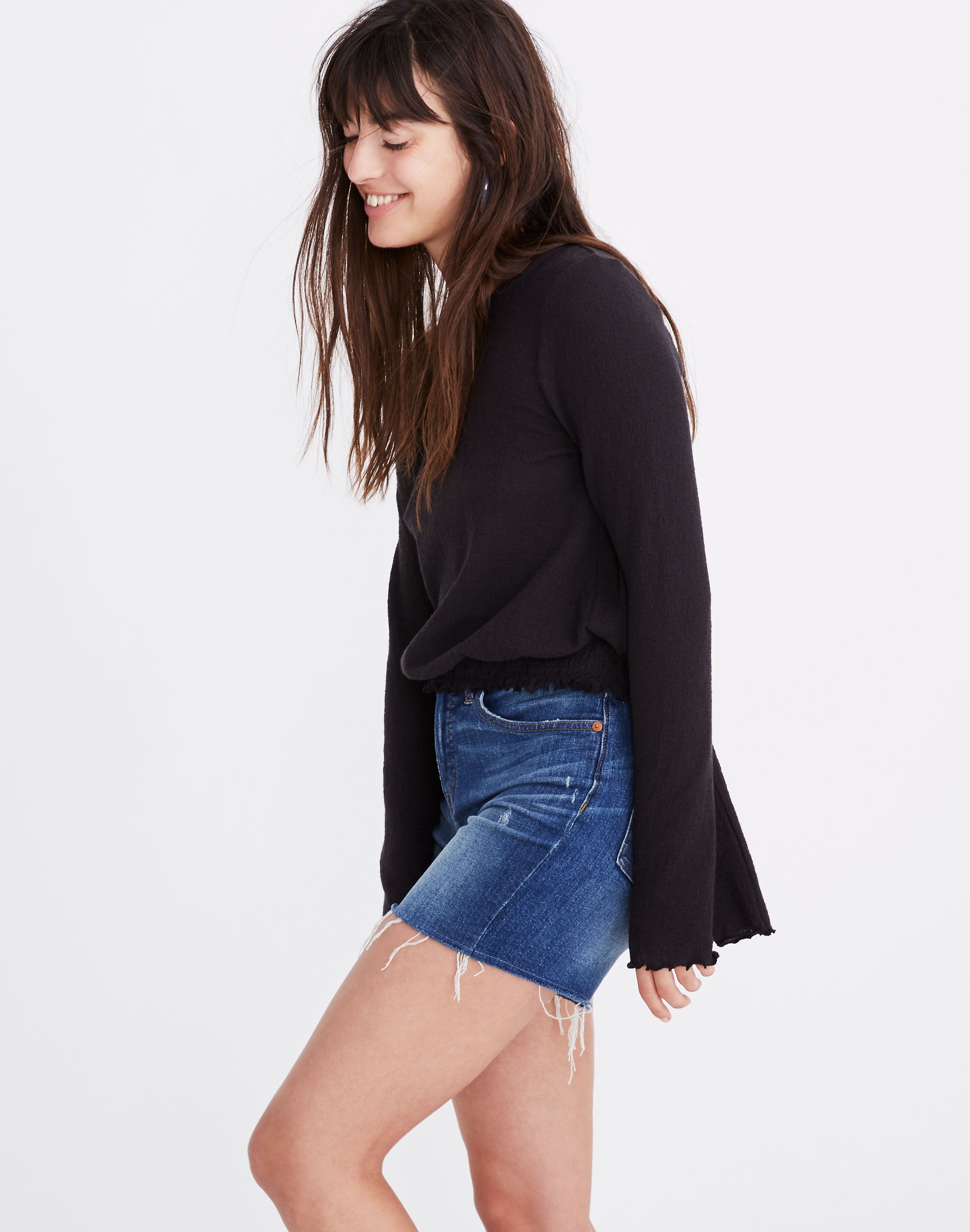 Texture &amp; Thread Smocked Bell-Sleeve Top