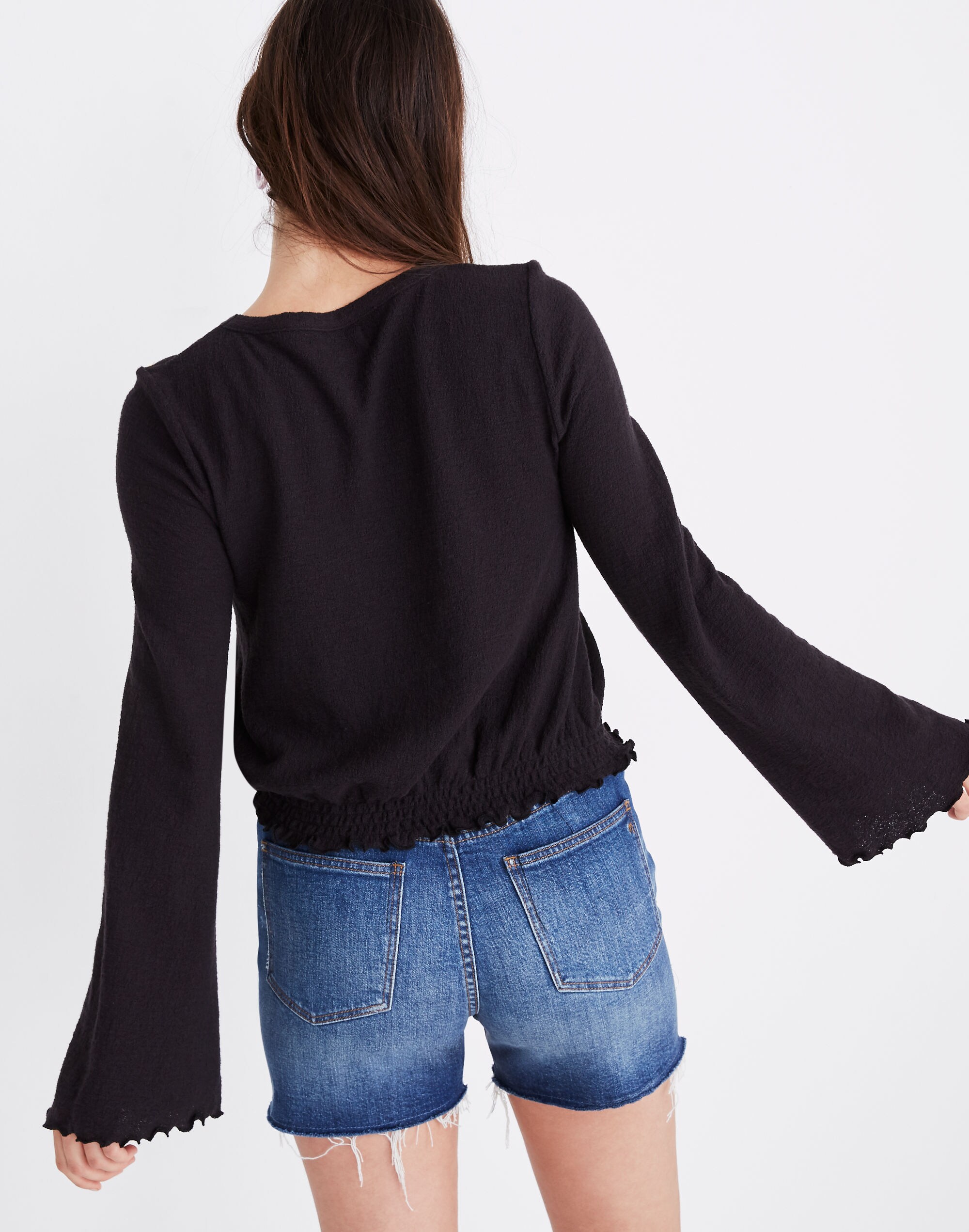 Texture &amp; Thread Smocked Bell-Sleeve Top