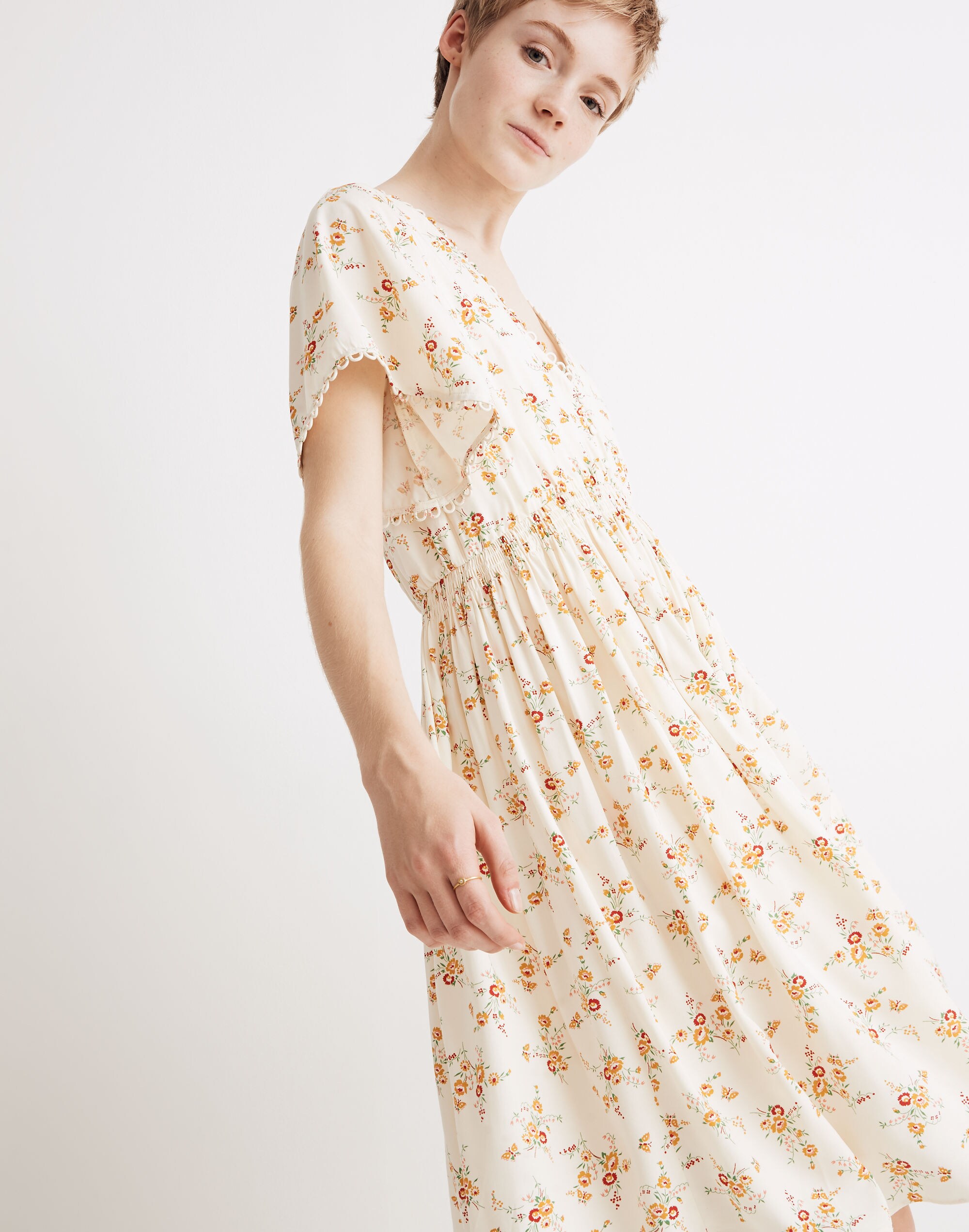 Loop-Trim Mini Dress in Windowbox Floral