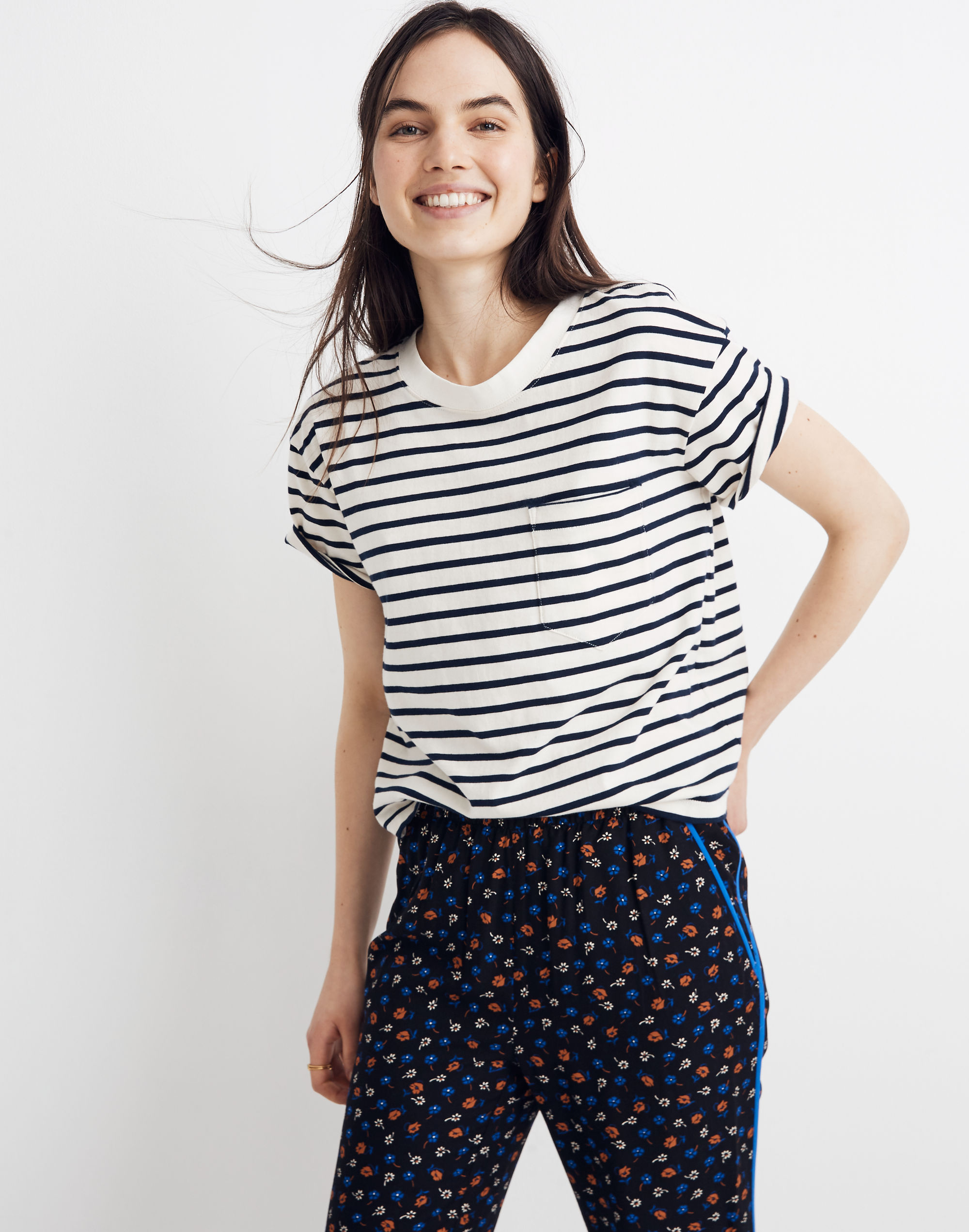 Easy Crop Tee in Baker Stripe