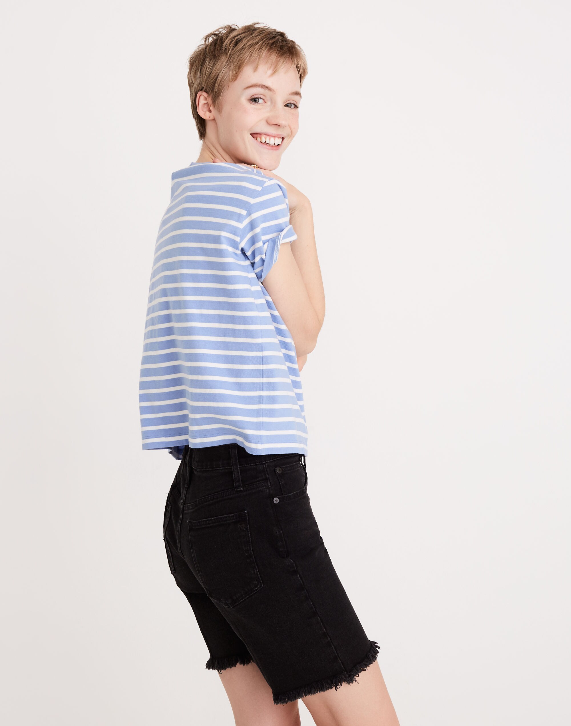 Easy Crop Tee in Baker Stripe