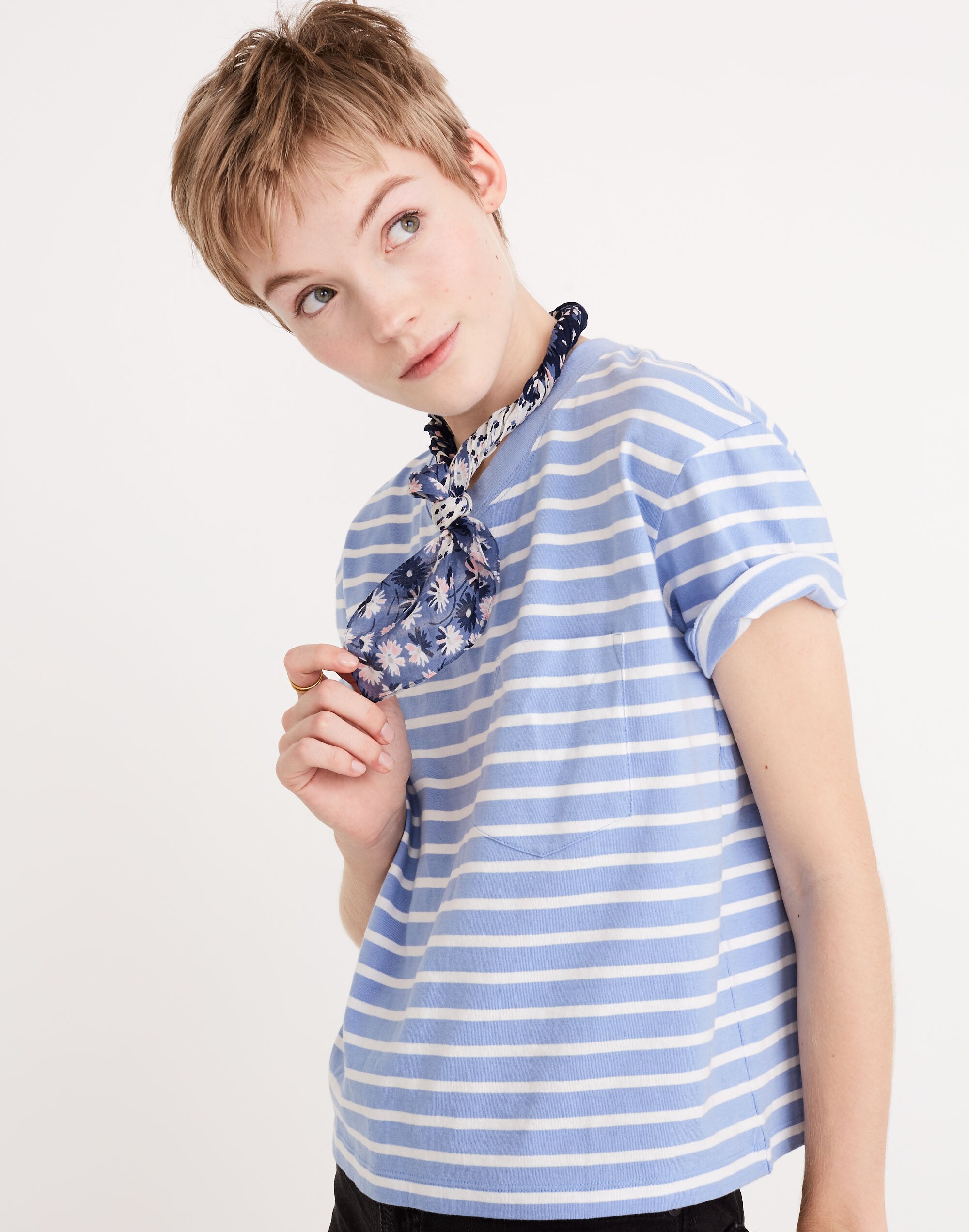 Easy Crop Tee in Baker Stripe