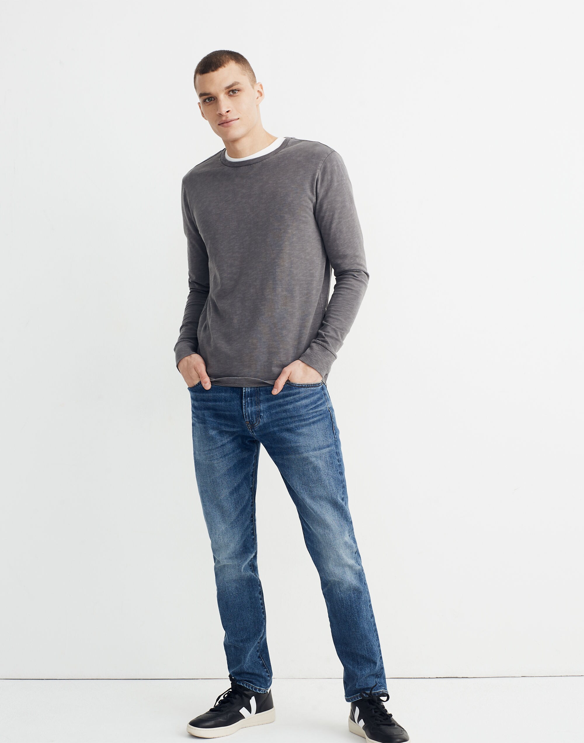 Garment-Dyed Allday Crewneck Long-Sleeve Tee