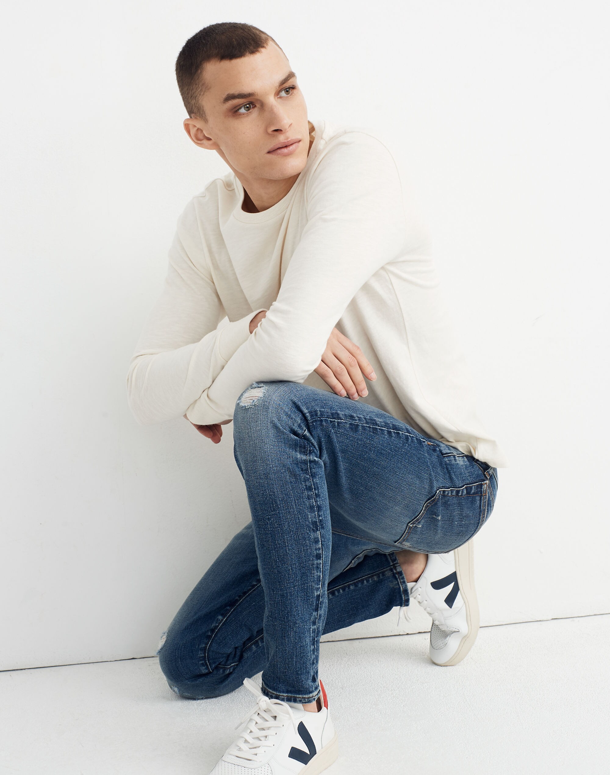 Garment-Dyed Allday Crewneck Long-Sleeve Tee