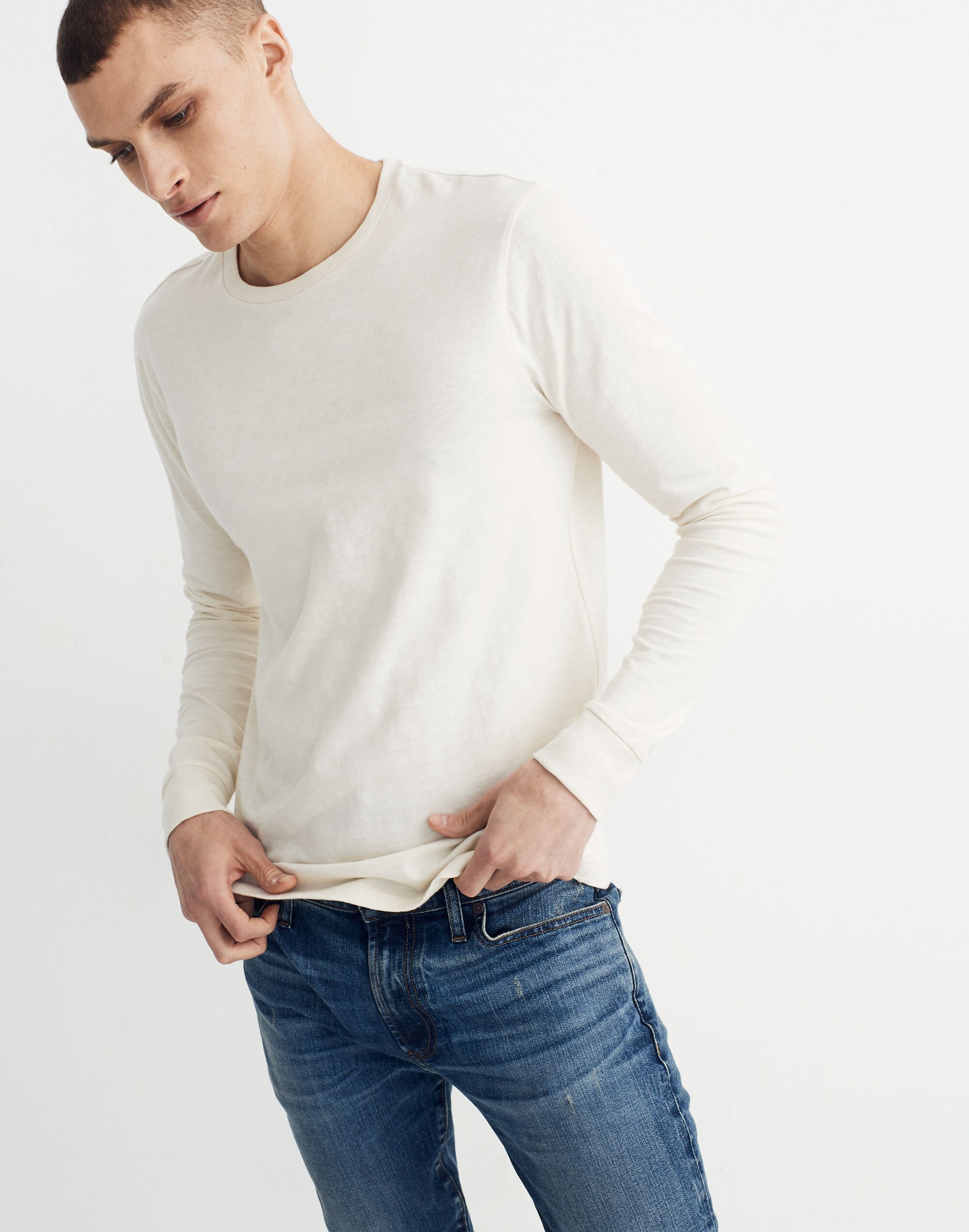 Garment-Dyed Allday Crewneck Long-Sleeve Tee