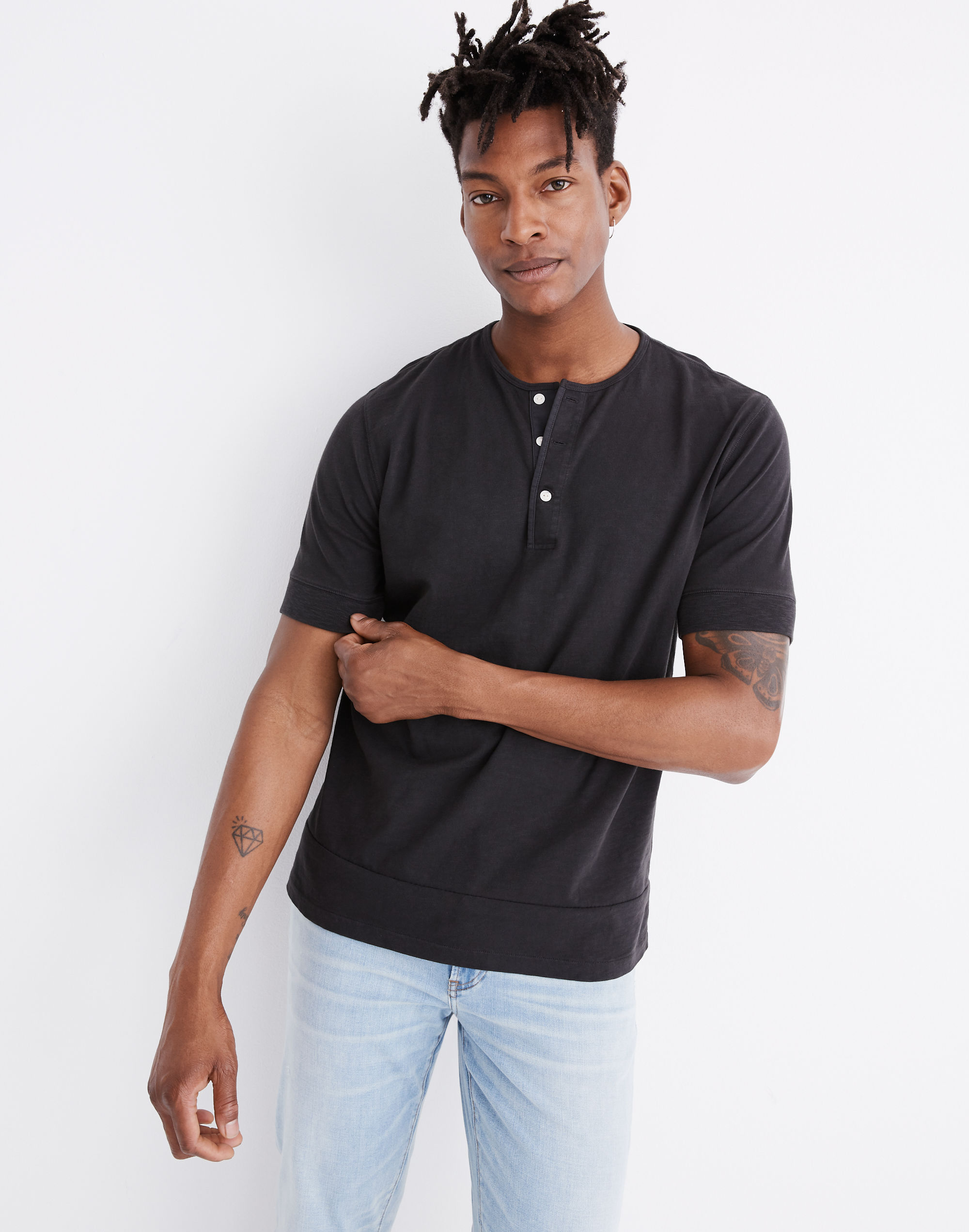 Garment-Dyed Henley Tee