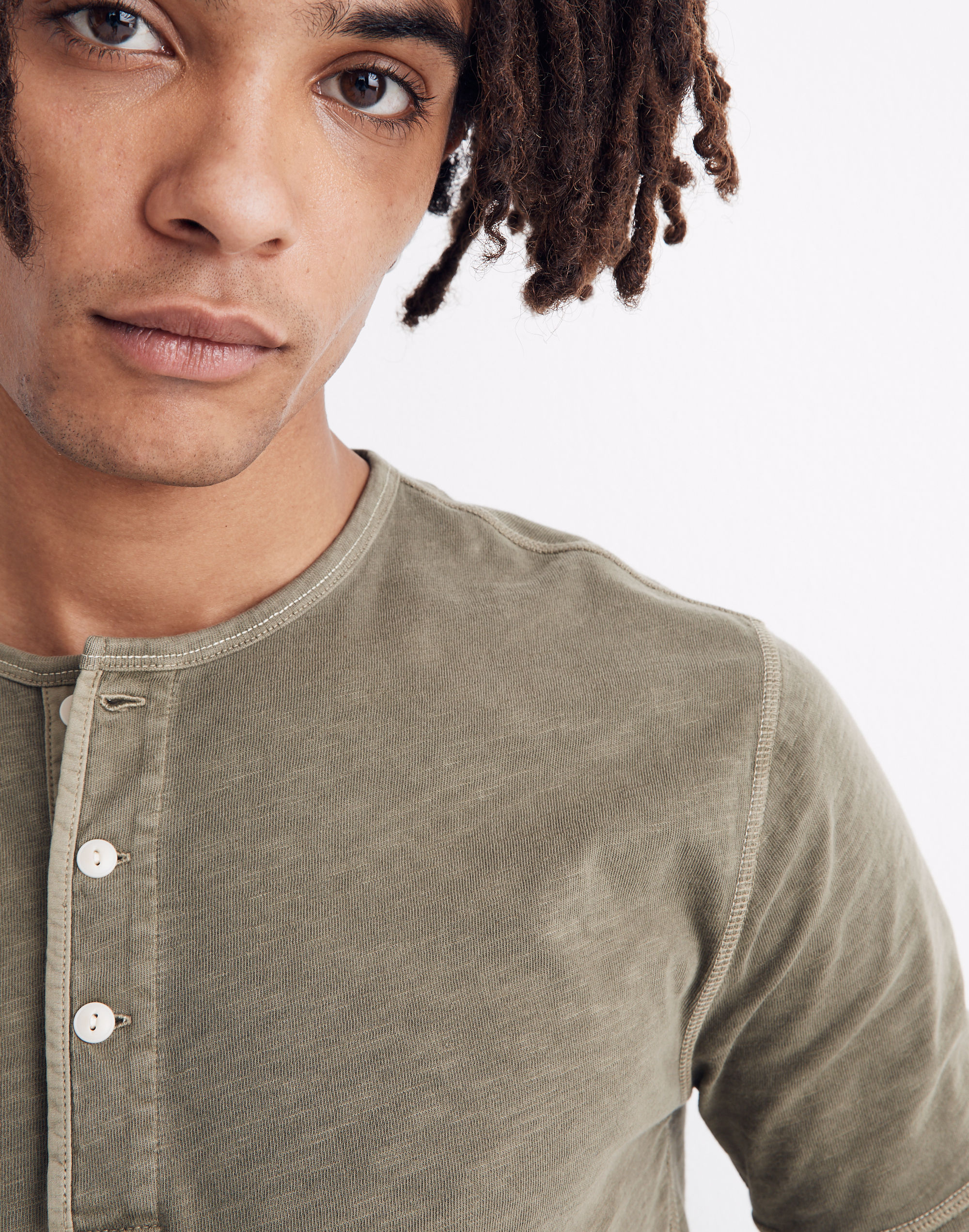 Garment-Dyed Henley Tee