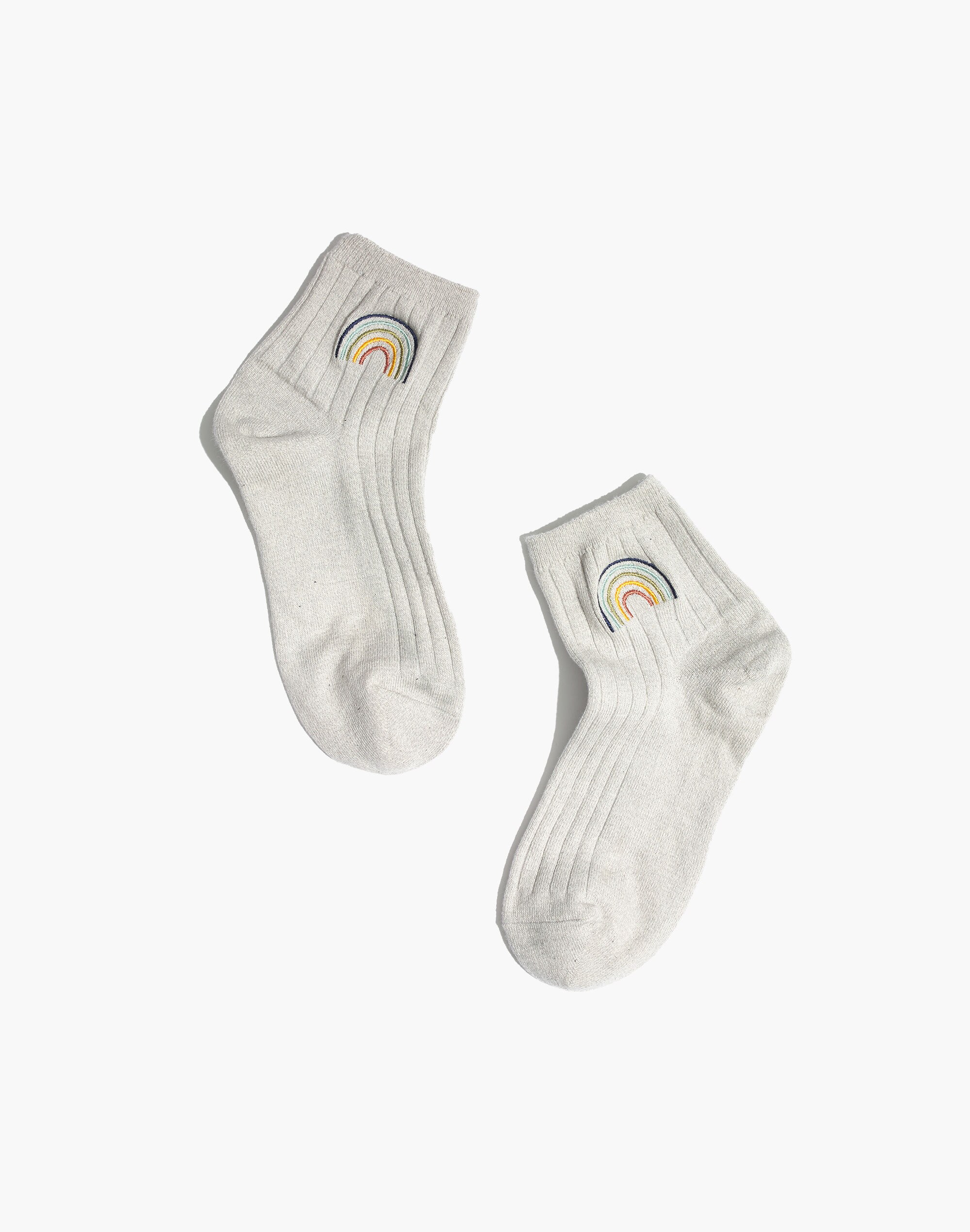 rainbow embroidered ankle socks