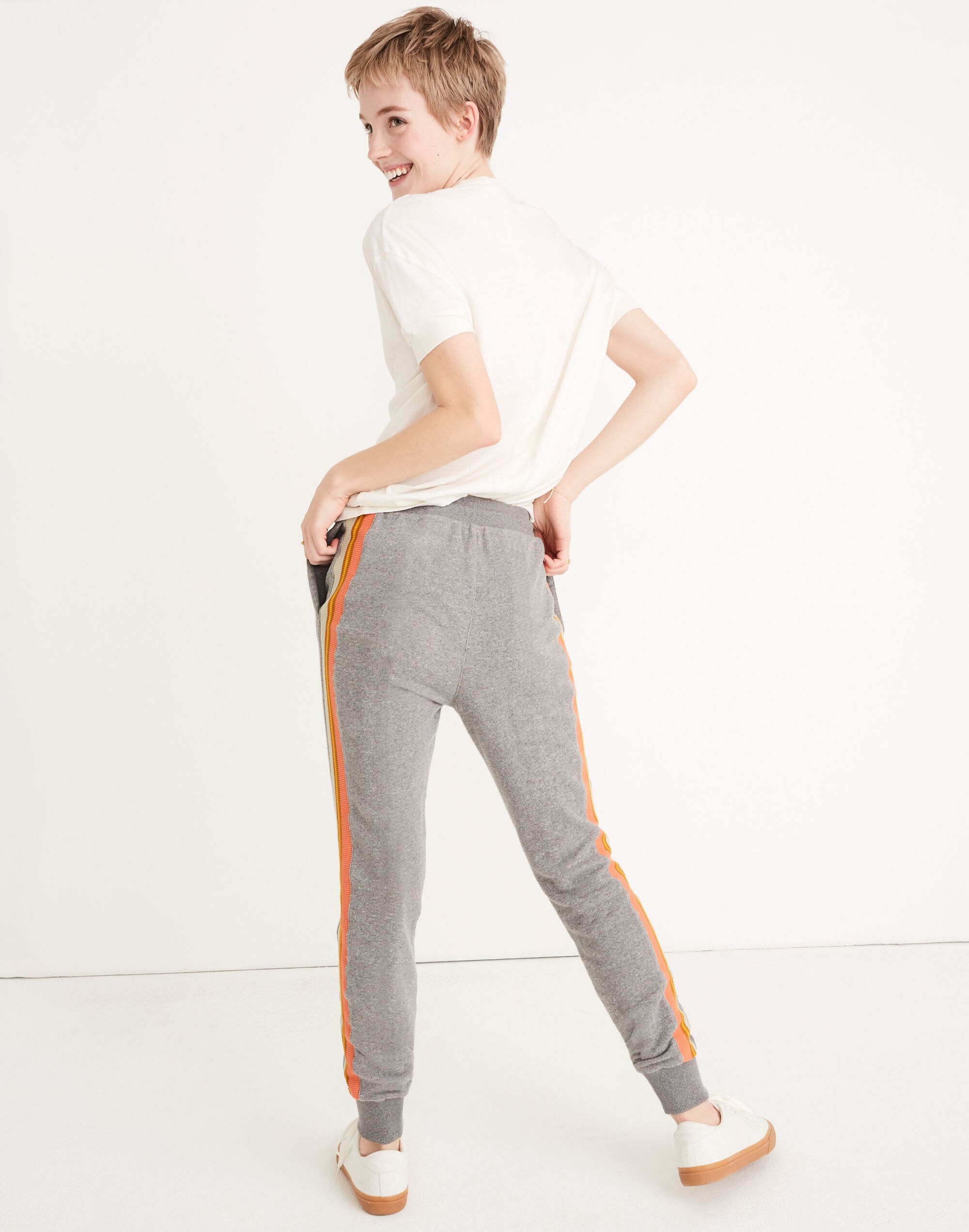 Stripe-Inset Varsity Sweatpants