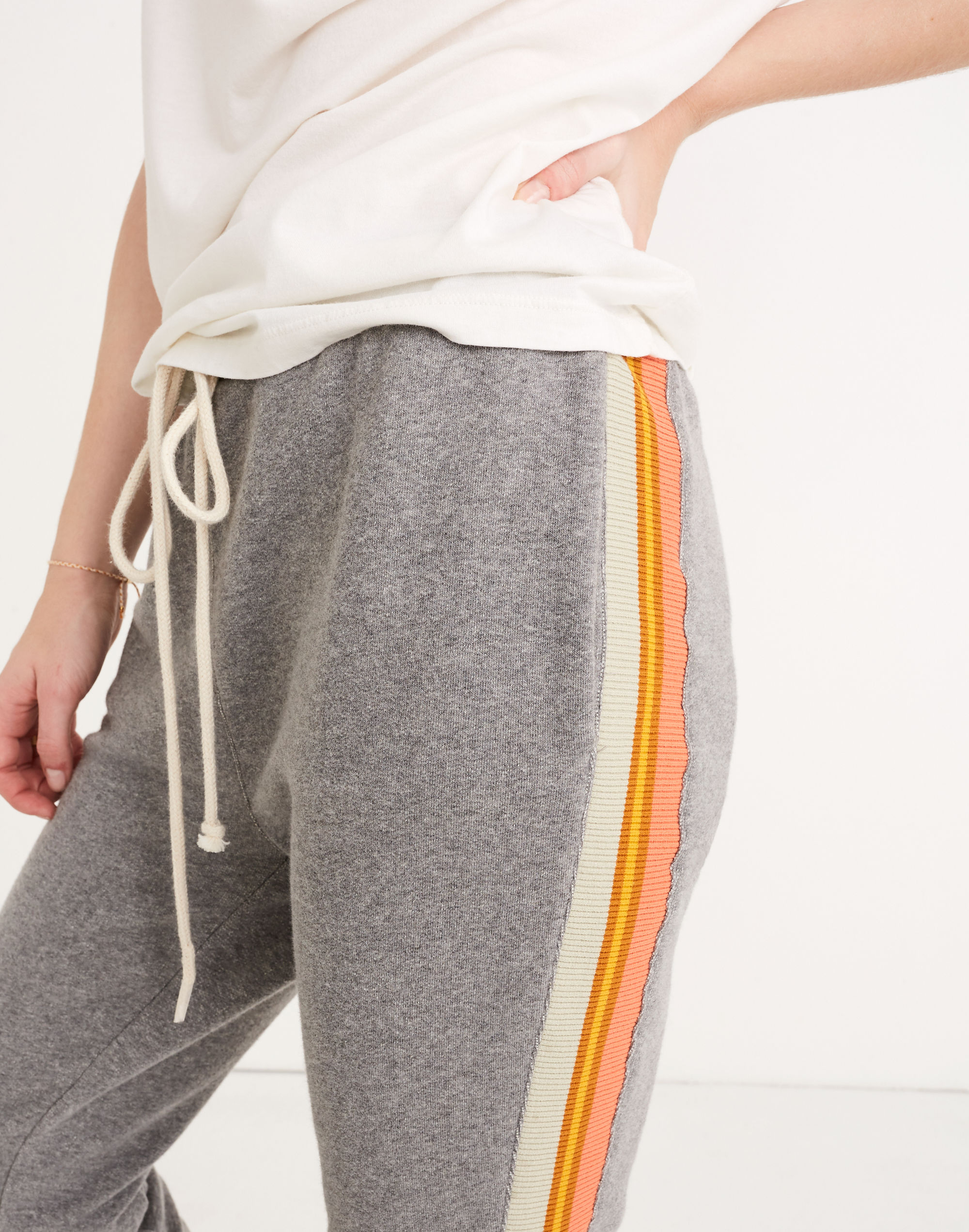 Stripe-Inset Varsity Sweatpants