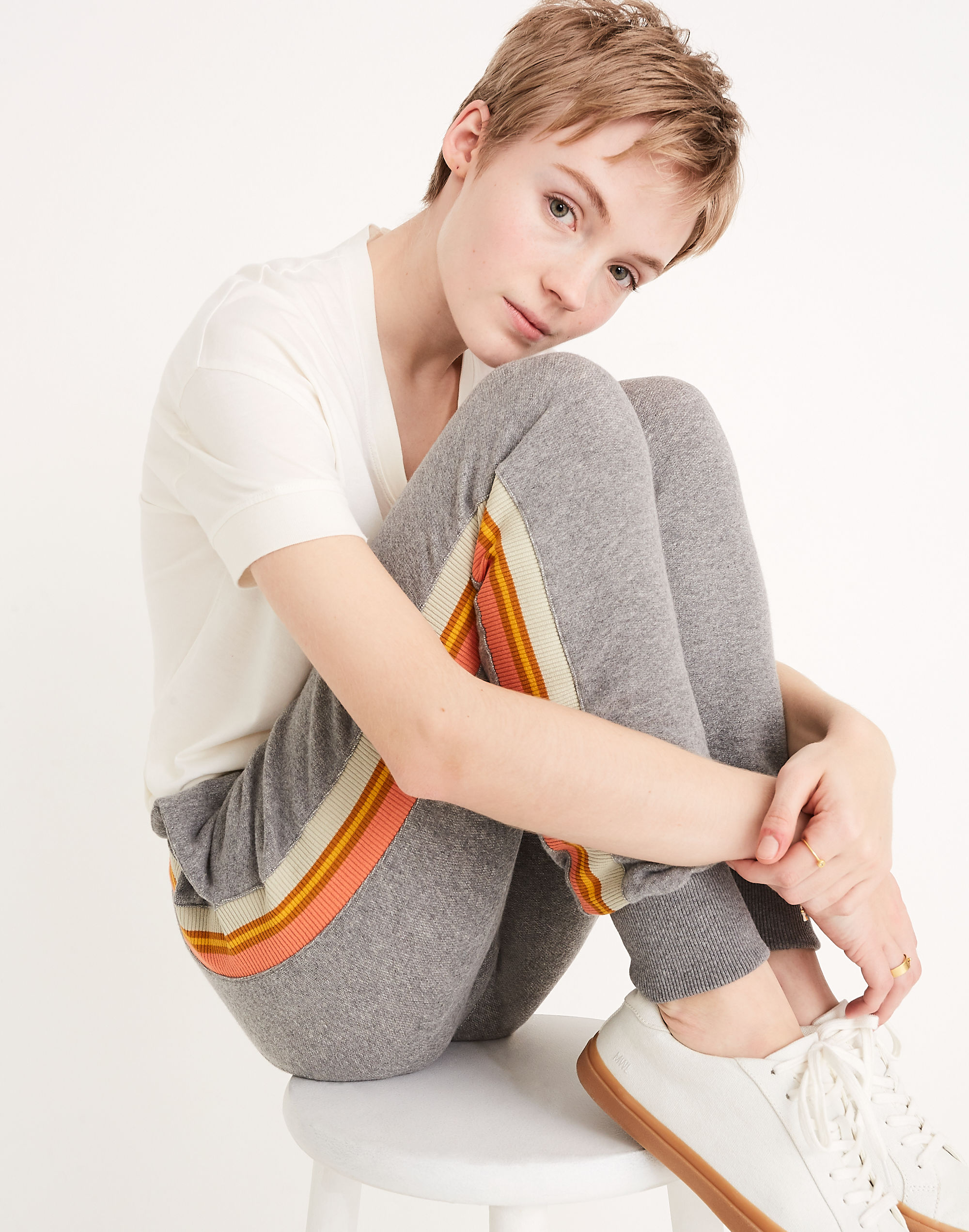 Stripe-Inset Varsity Sweatpants